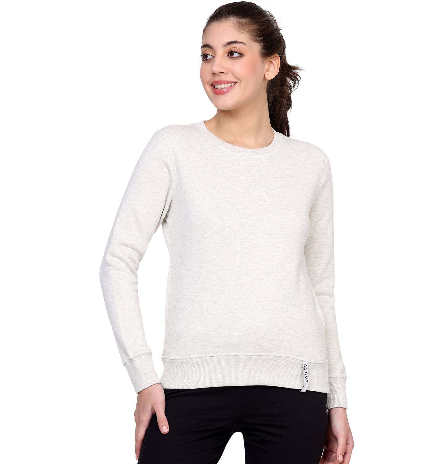 ACTIVE Full Sleeve Solid Women Sweatshirt