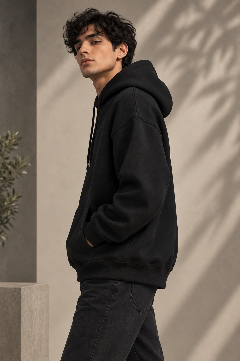 Image of LUKKSLYN Men Full Sleeve Solid Hooded Sweatshirt