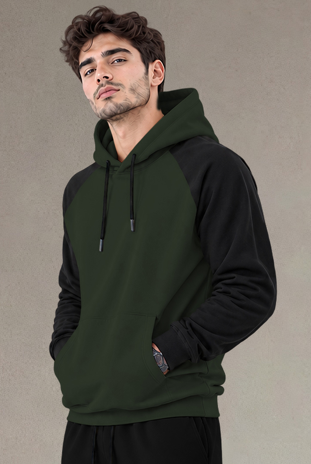 Image of TRIPR Men Full Sleeve Color Block Hooded Sweatshirt