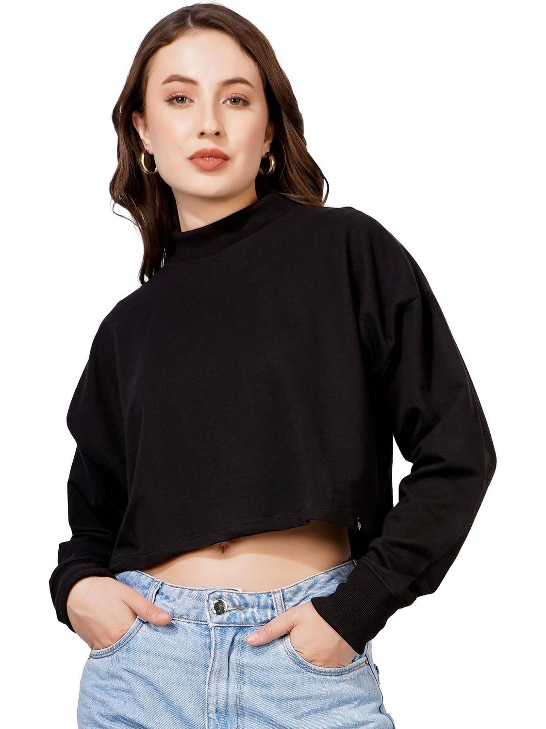 BlueFicus Full Sleeve Solid Women Sweatshirt