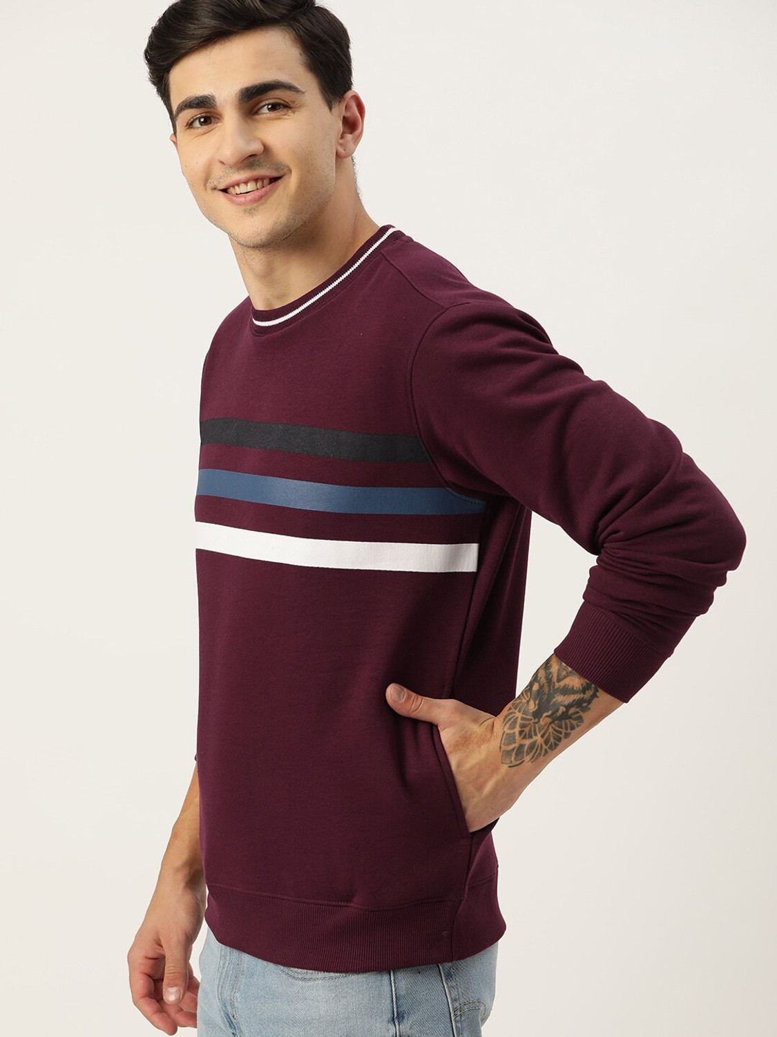 Image of Mast & Harbour Full Sleeve Printed Men Sweatshirt