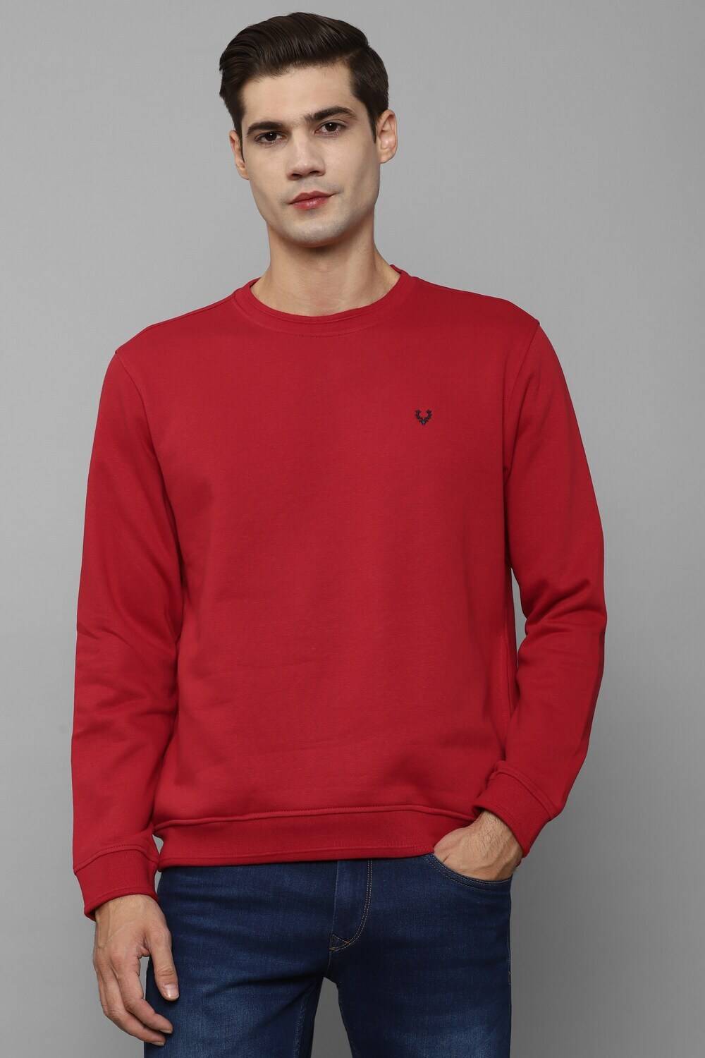 Allen Solly Full Sleeve Solid Men Sweatshirt