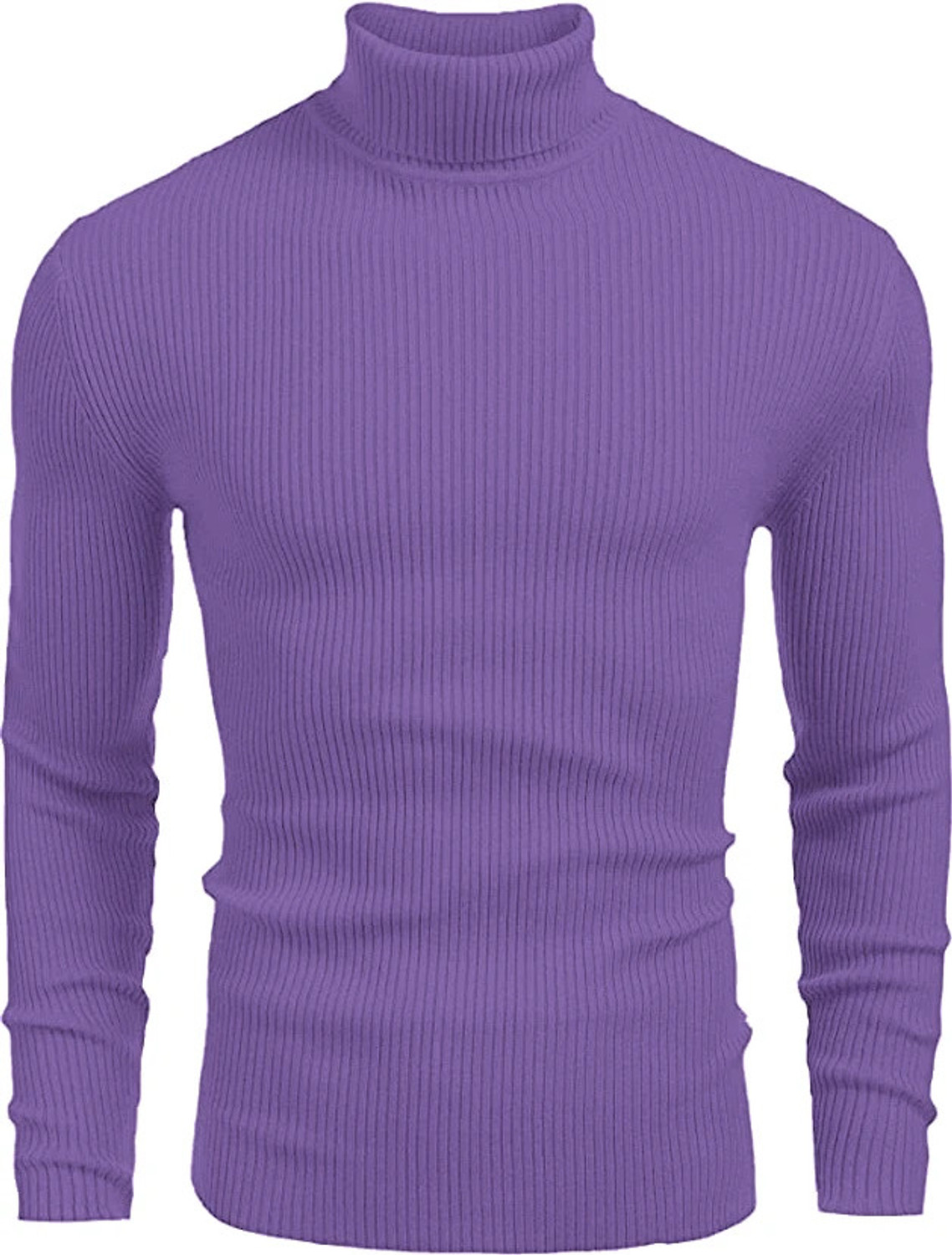 Image of FREAKS Solid High Neck Casual Men Purple, White Sweater