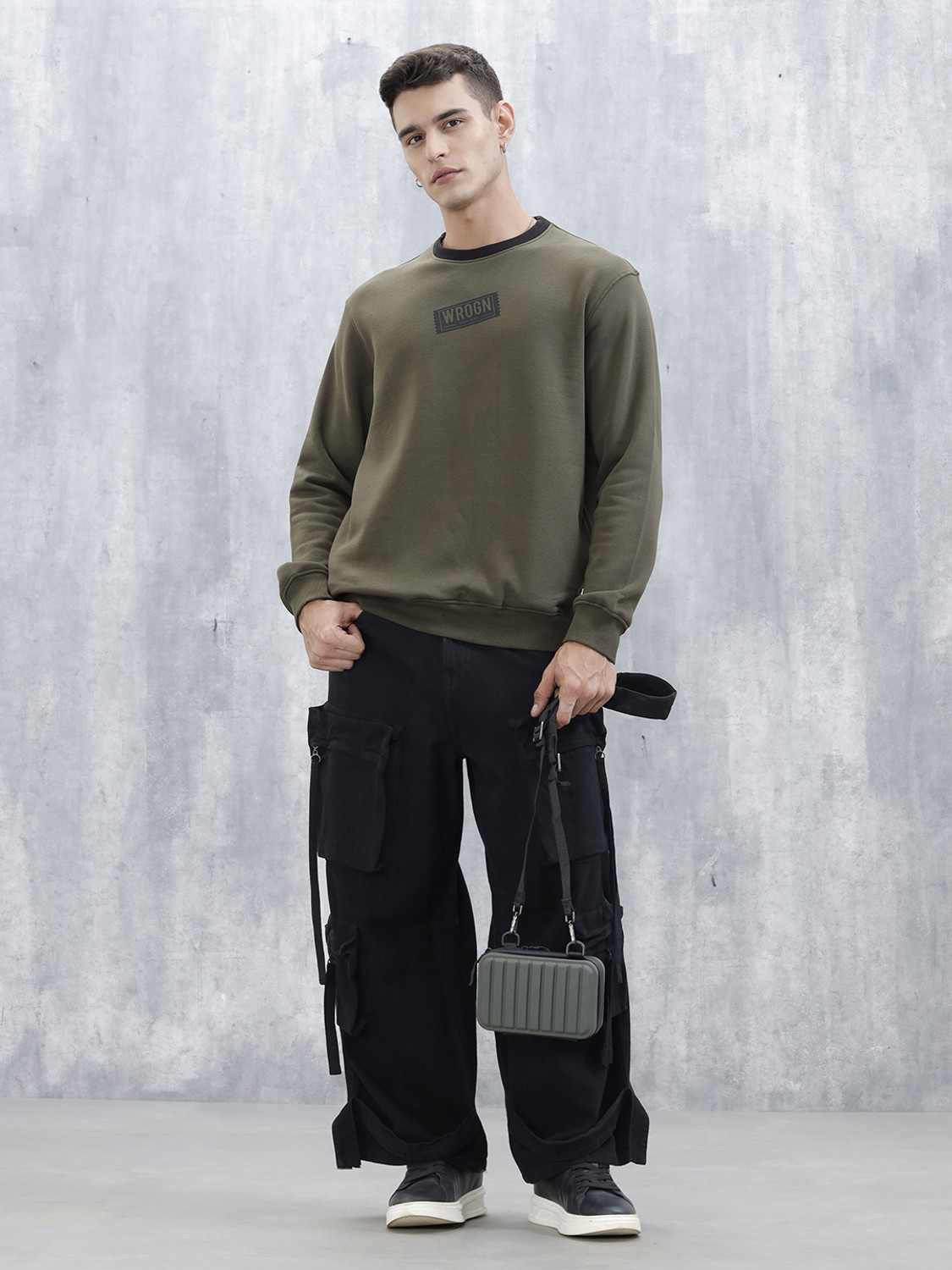 Image of WROGN Men Full Sleeve Solid Sweatshirt