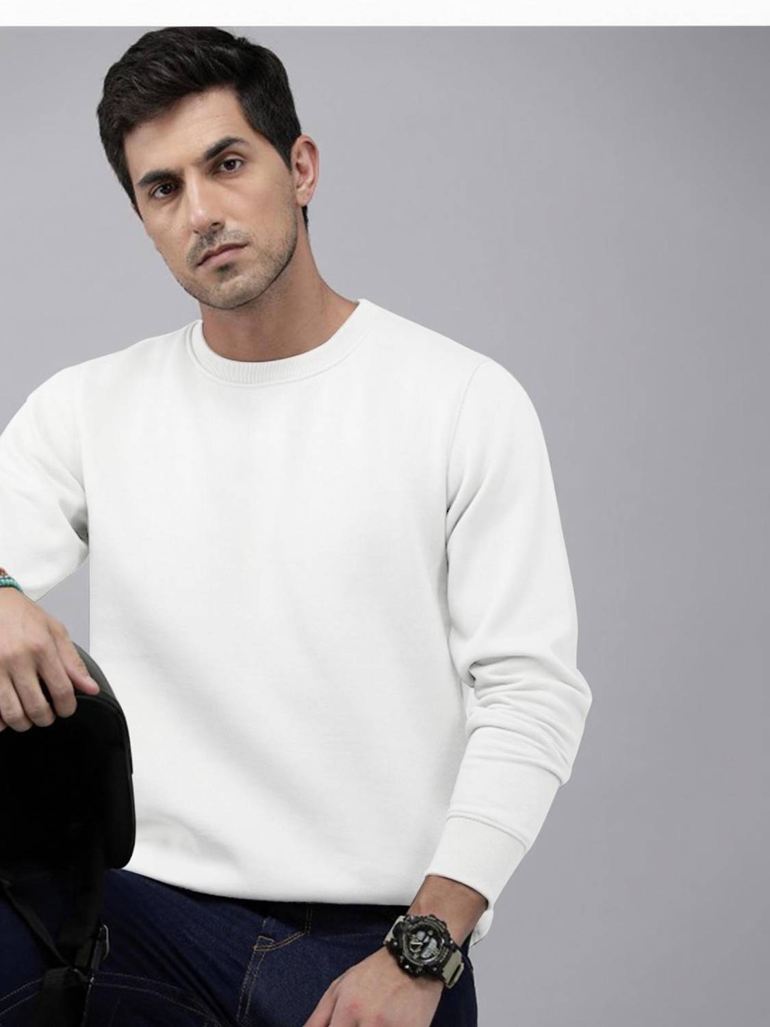 AOOSH Full Sleeve Solid Men Sweatshirt