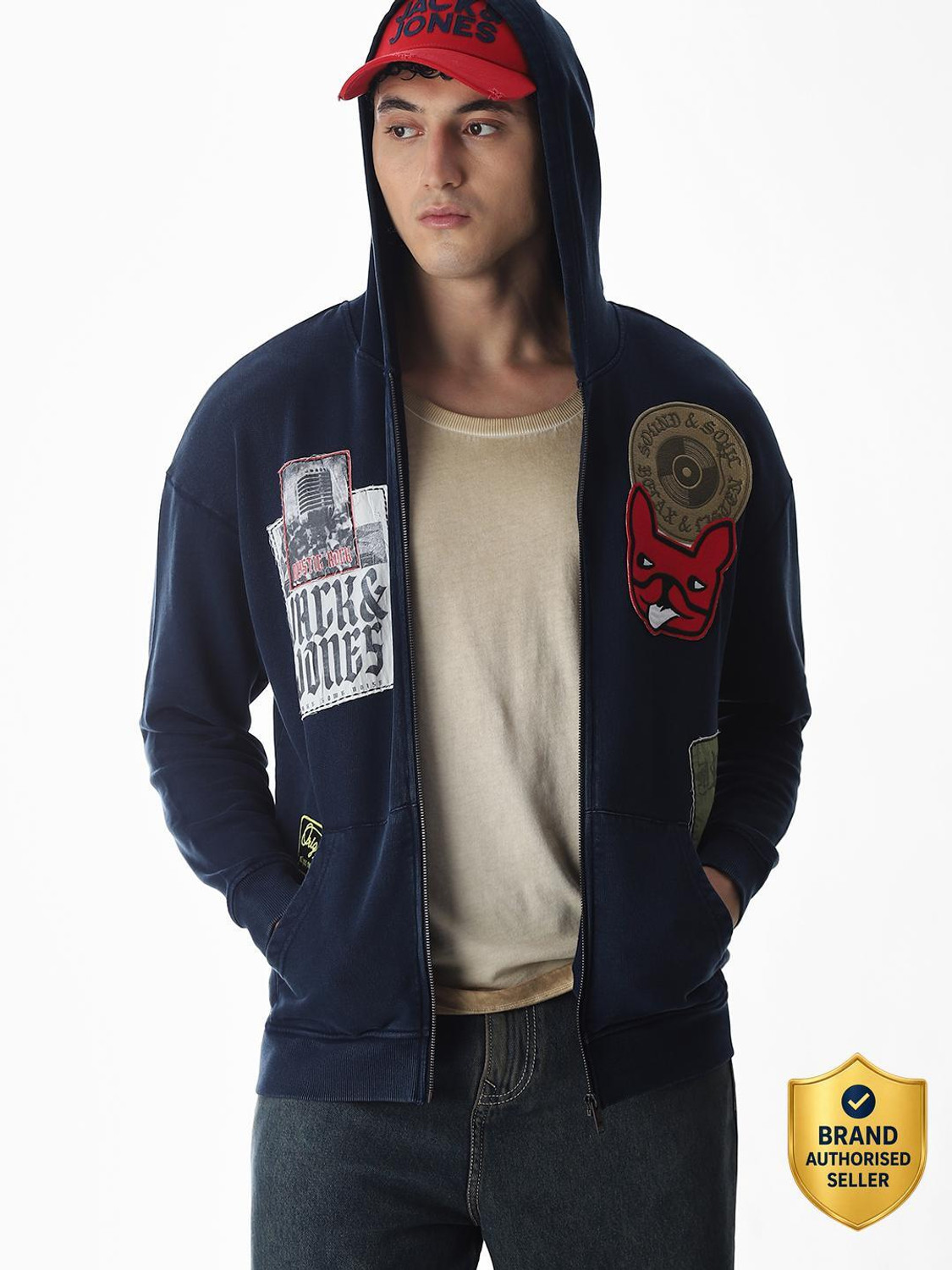 Image of JACK & JONES Full Sleeve Self Design Men Sweatshirt