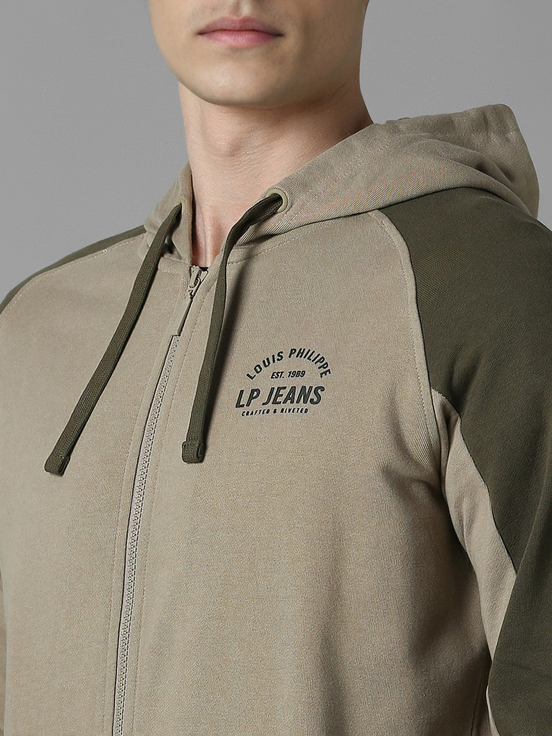 Image of LOUIS PHILIPPE Men Full Sleeve Printed Hooded Sweatshirt