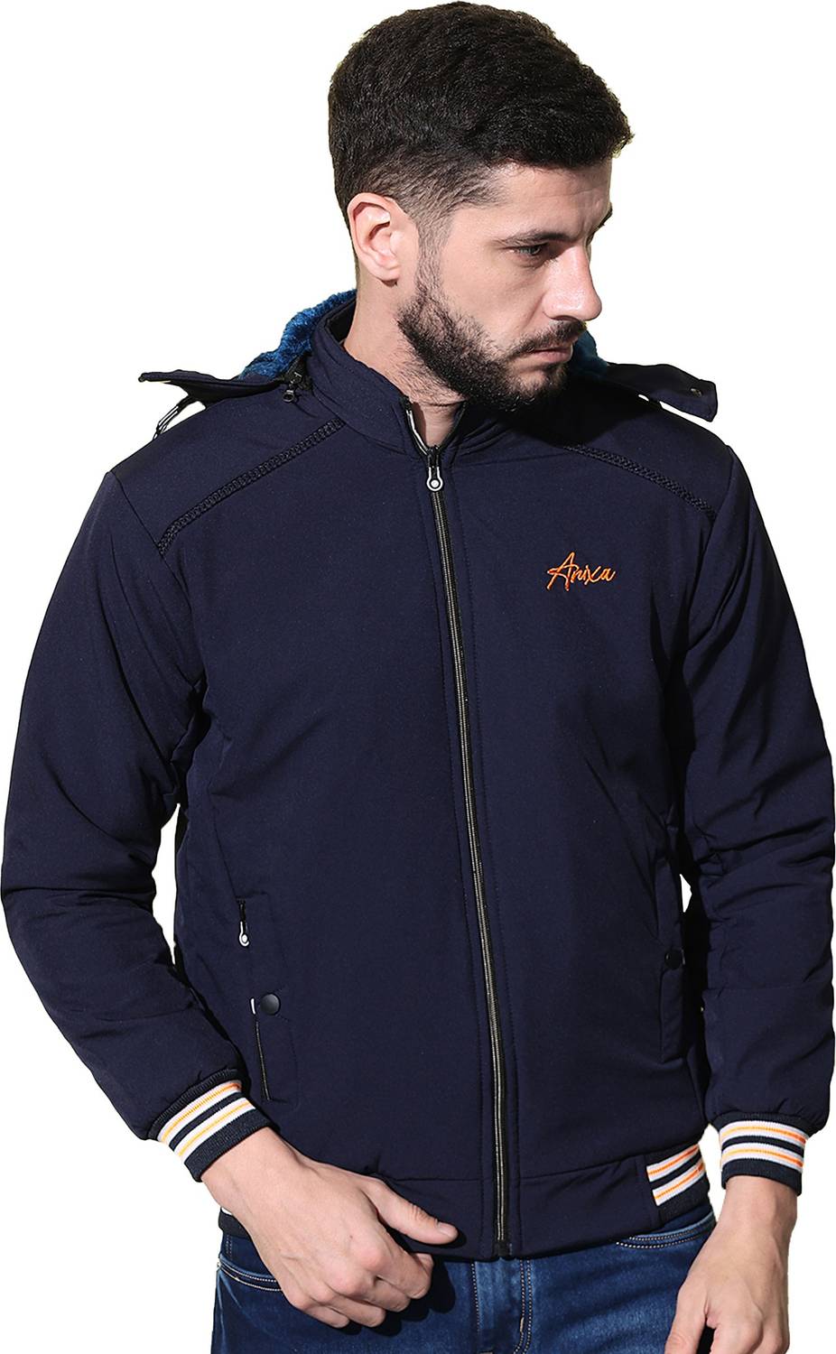 ANIXA Men Full Sleeve Solid Hooded Sweatshirt