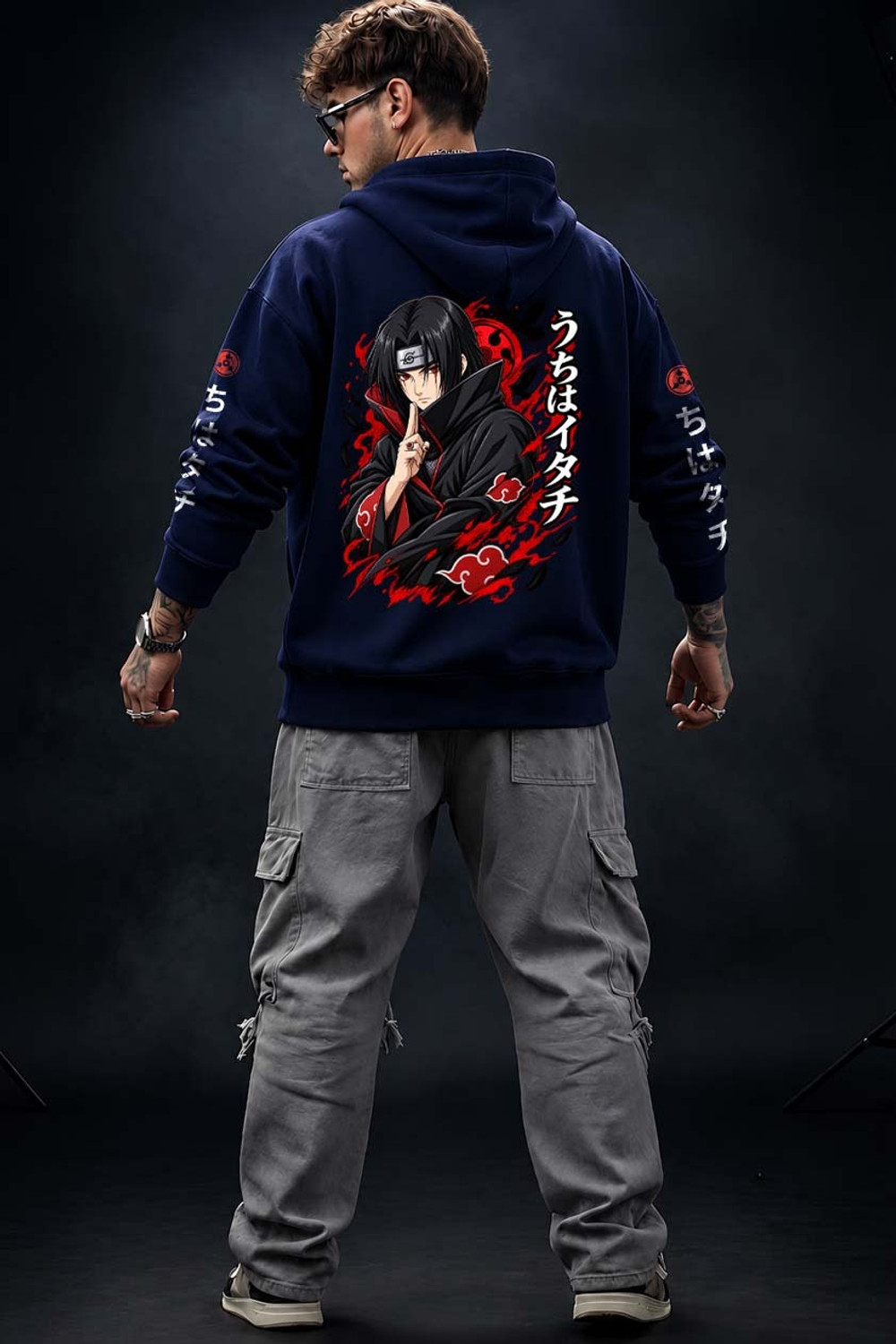 Image of TOJER Men Full Sleeve Printed Hooded Sweatshirt