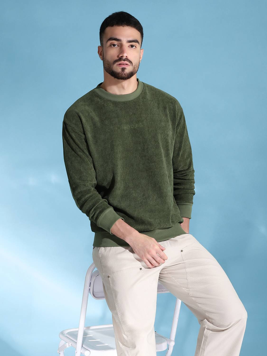 BEYOUNG Full Sleeve Solid Men Sweatshirt