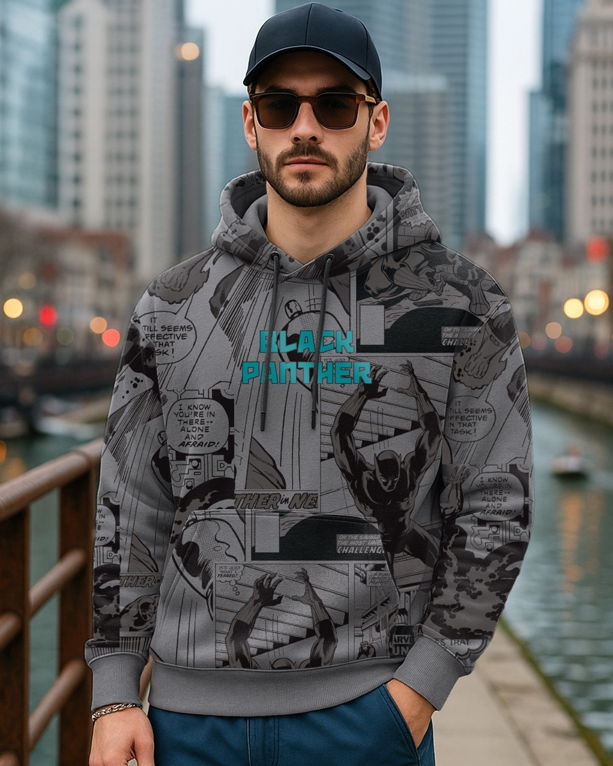 Image of BEWAKOOF Men Full Sleeve Printed Hooded Sweatshirt