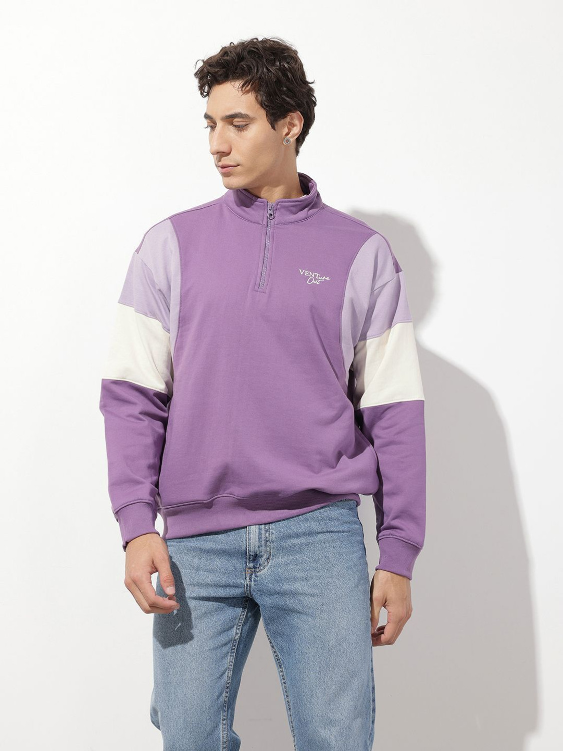 Image of Roadster Men Full Sleeve Color Block Sweatshirt