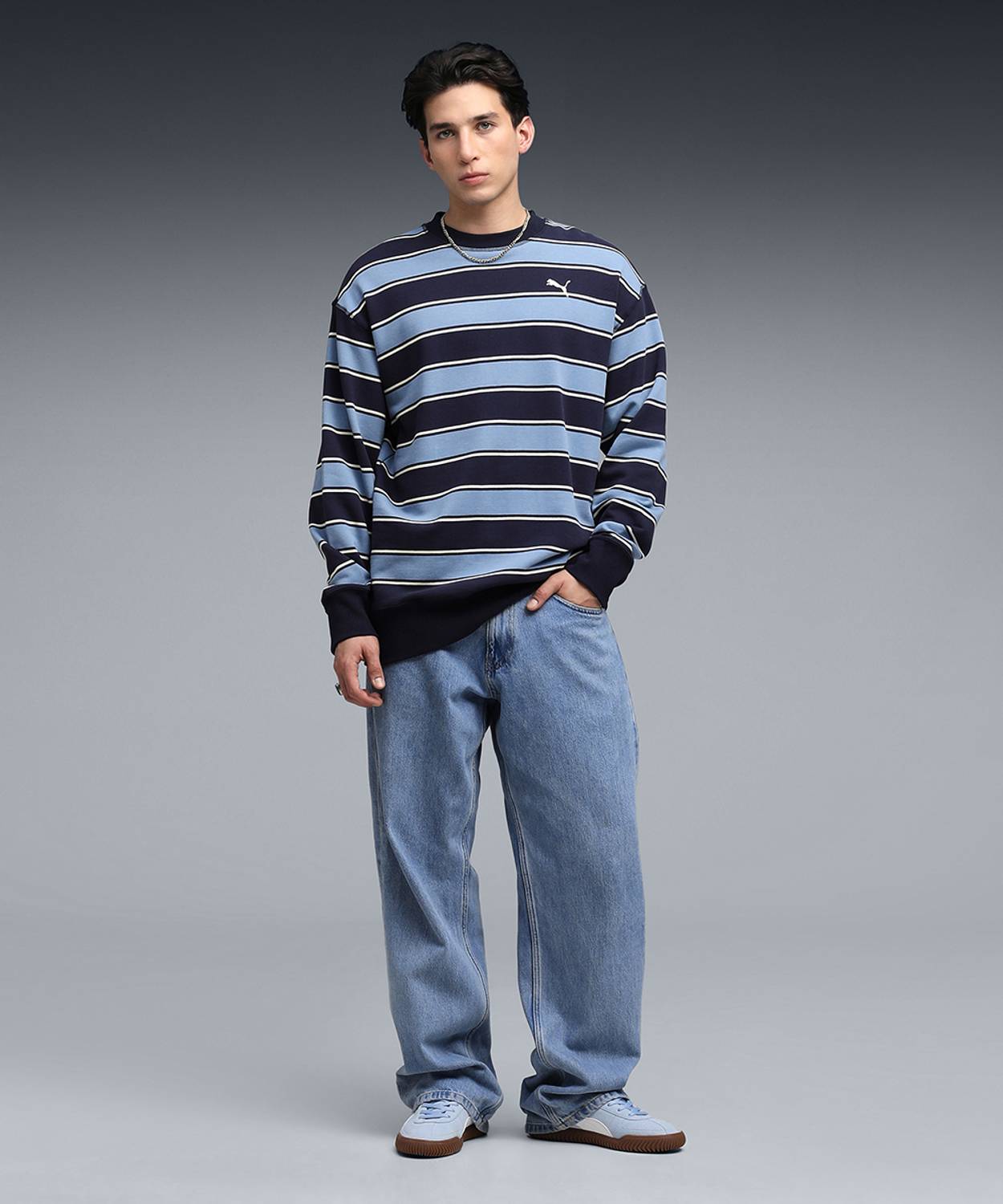 Men & Women Full Sleeve Striped Sweatshirt - Image 3