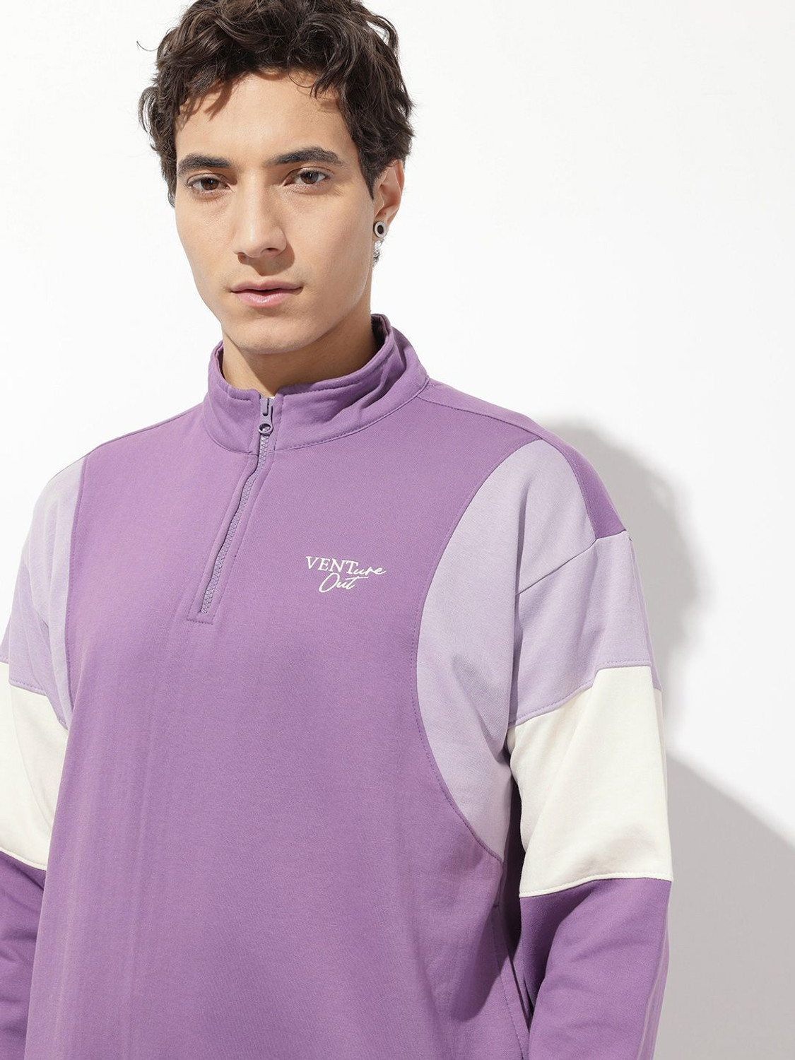 Image of Roadster Men Full Sleeve Color Block Sweatshirt