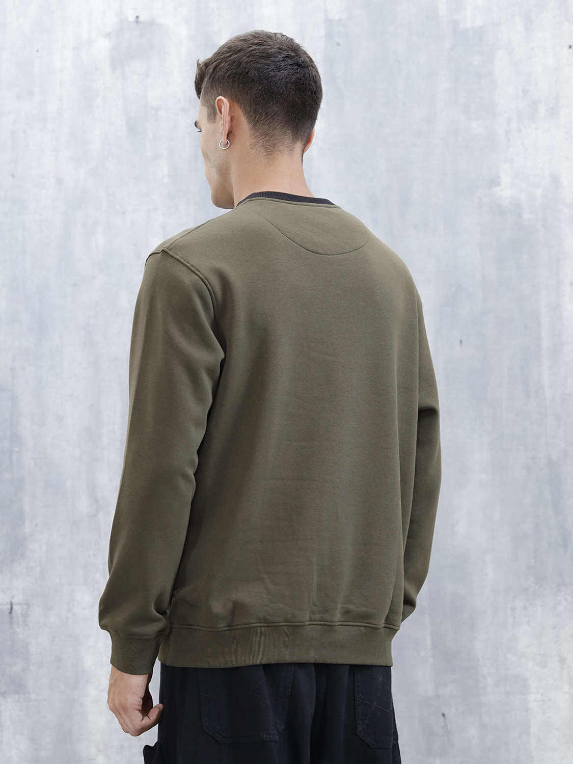 Image of WROGN Men Full Sleeve Solid Sweatshirt
