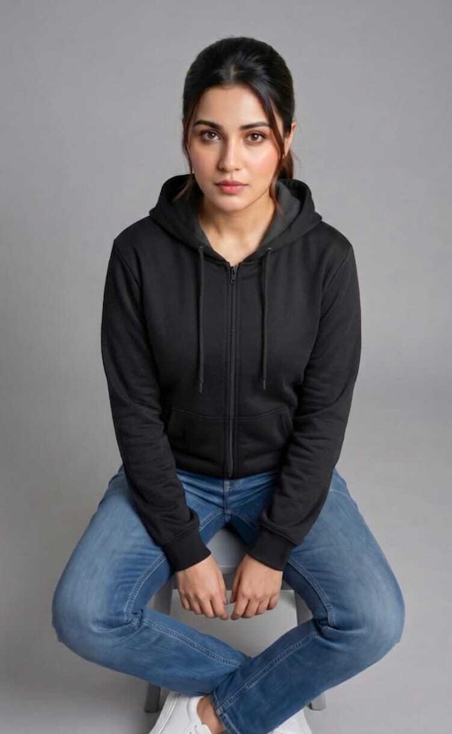Image of parth enterprises Women Full Sleeve Solid Hooded Sweatshirt