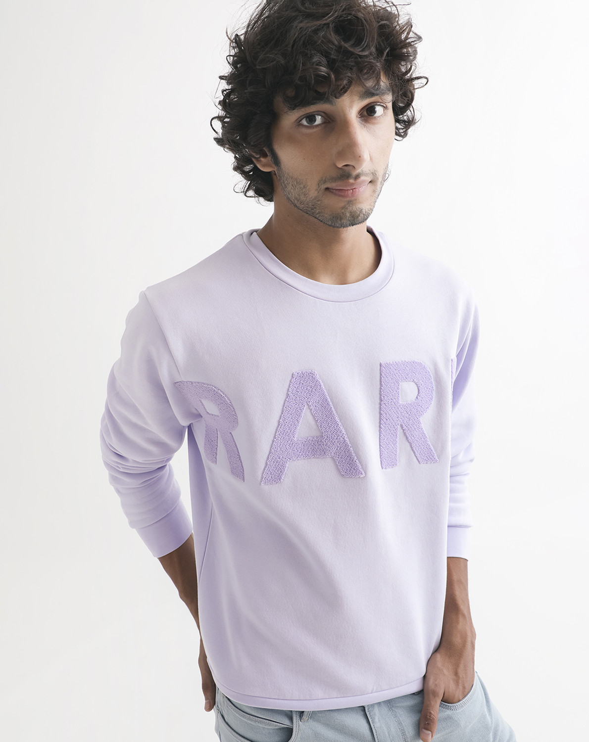 Image of RARE RABBIT Full Sleeve Solid Men Sweatshirt