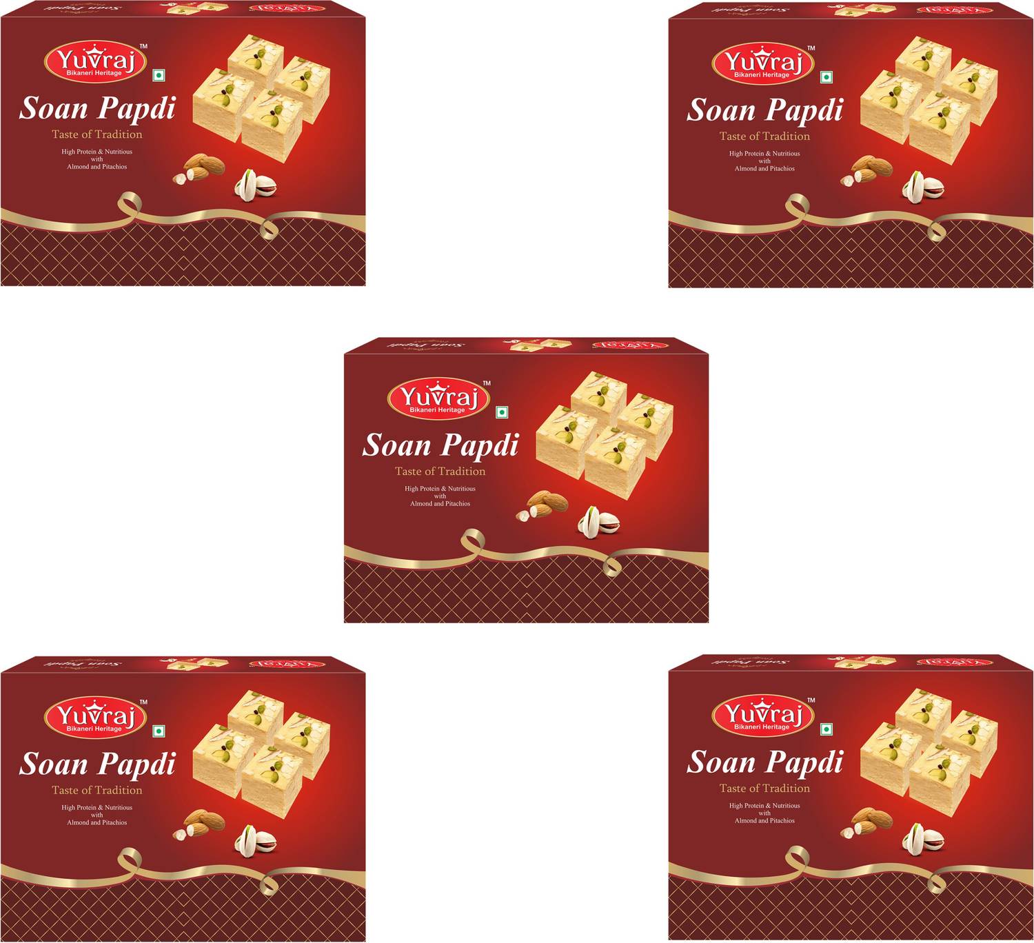 Yuvraj Food Product Yuvraj Food New Year Gift Hamper Soan Papadi 200gm (Pack Of 5)