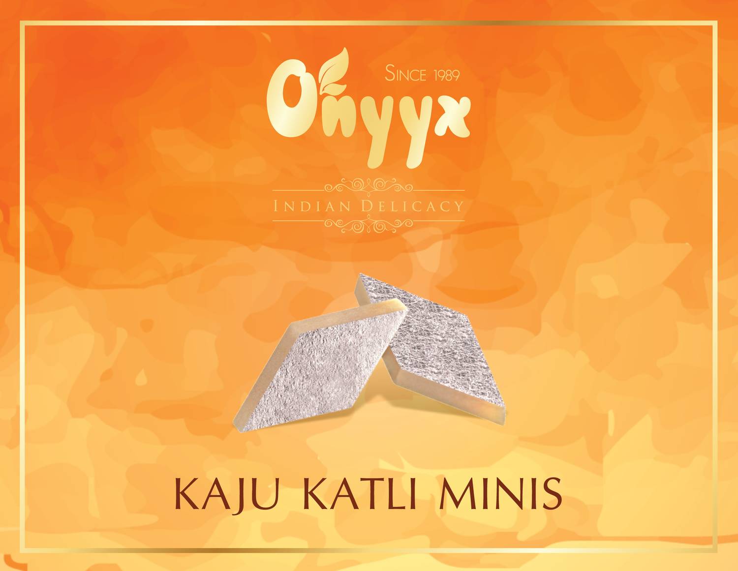 Onyyx Kaju Katli Minis- (Kaju Barfi / Burfi, Indian Mithai / Sweets gift pack / box)- 225g