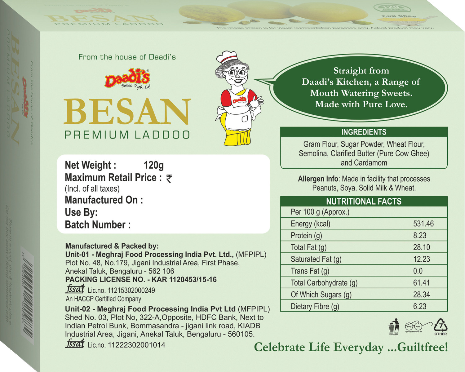 Image of Daadi's Besan, Atta Gond Laddoo Pure Ghee