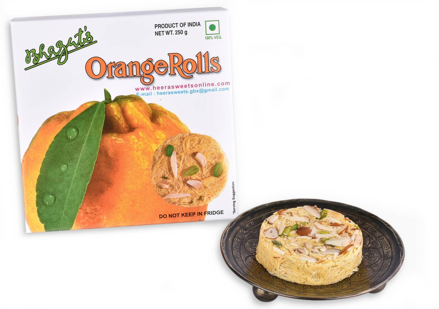 Bhagat's Heera Sweets ORANGEFlavored SonRolls MITHAi 250GM PF4