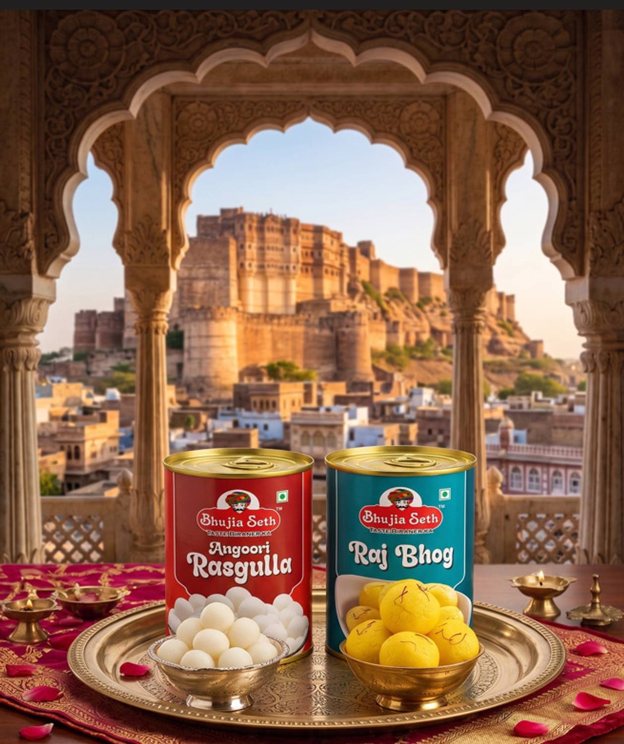 BHUJIYA SETH sweets Angoori Rasgulla & rajbhog combo pack (1 kg x 2 ) pack