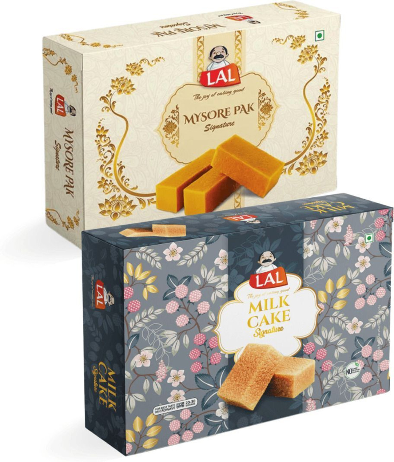 Image of Lal Combo Of Mysore Pak Premium 400g and Milk Cake Premium 400g