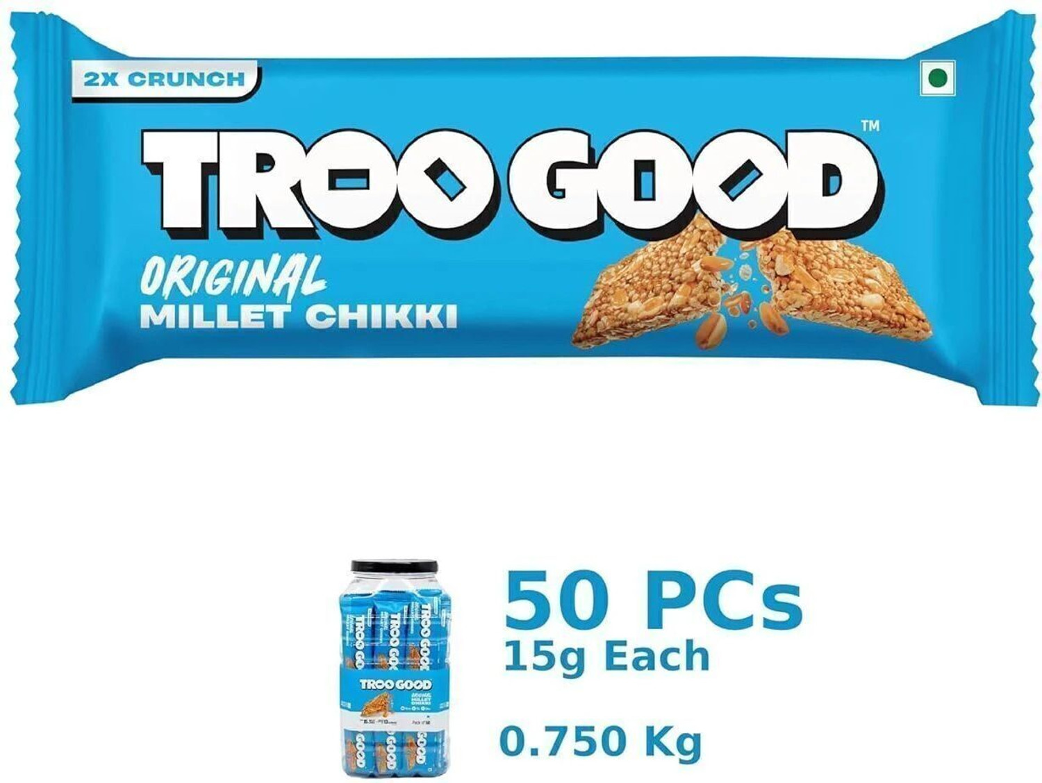 Image of TROOGOOD Original Millet Chikki | Packed with Fibre and Protein! High-Energy Snack Bar | Box