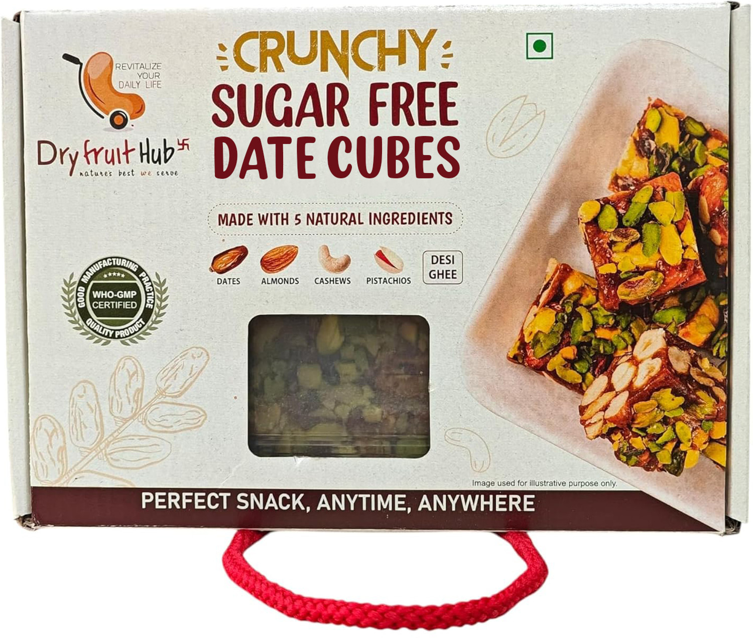 Image of Dry Fruit Hub Crunchy Date Cubes I Sugar Free Barfi