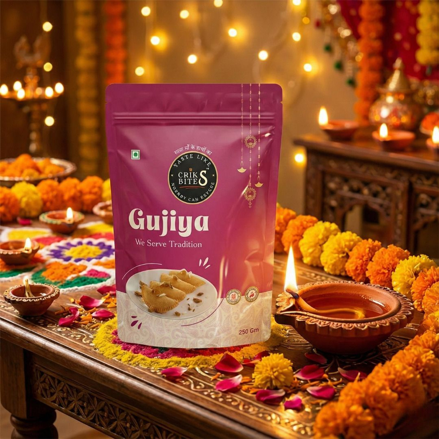 Image of CRIKSBITES Sweet Homemade Gujia /Ghujiya Sweets Holi Special Indian Mithai /Sweet Pouch