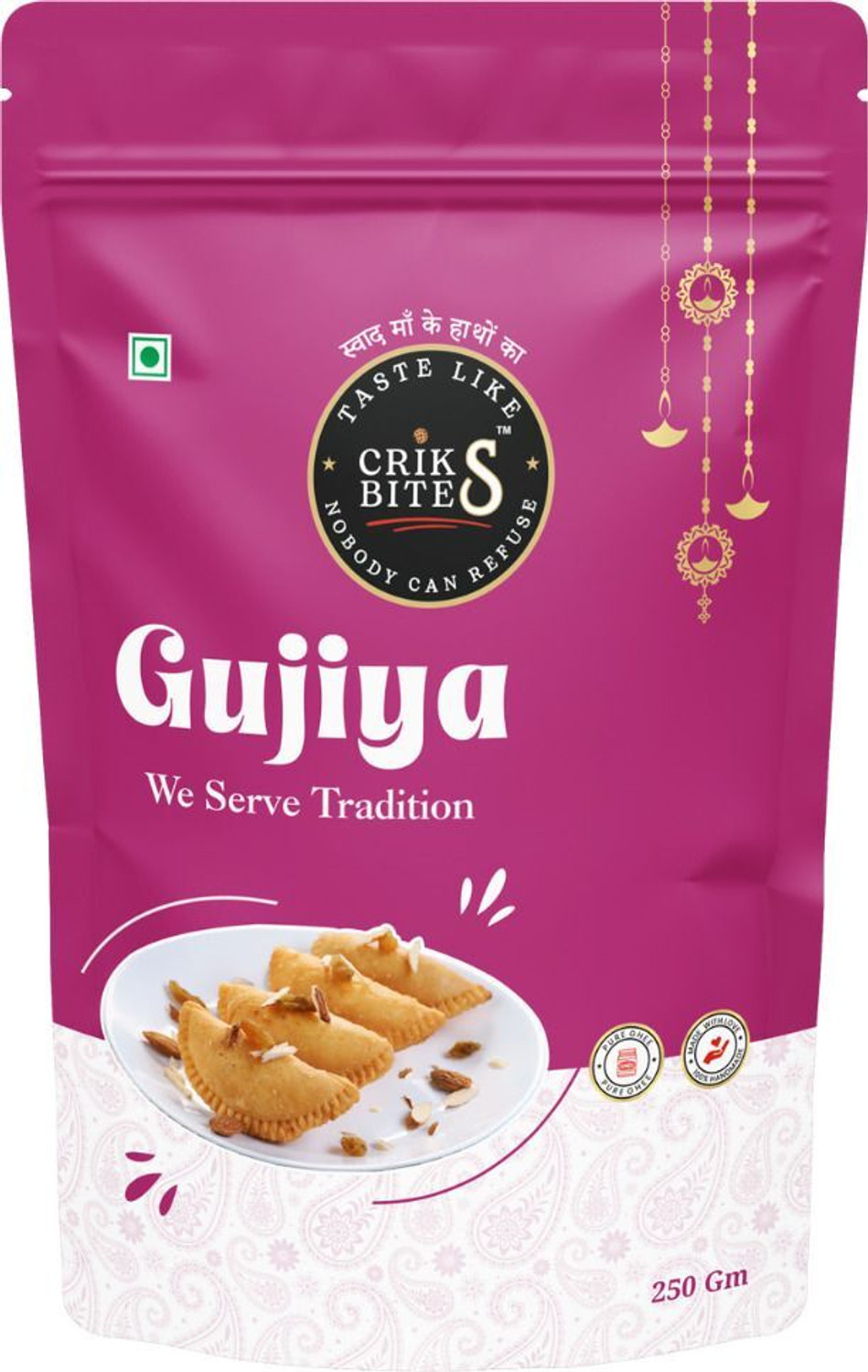 Image of CRIKSBITES Sweet Homemade Gujia /Ghujiya Sweets Holi Special Indian Mithai /Sweet Pouch