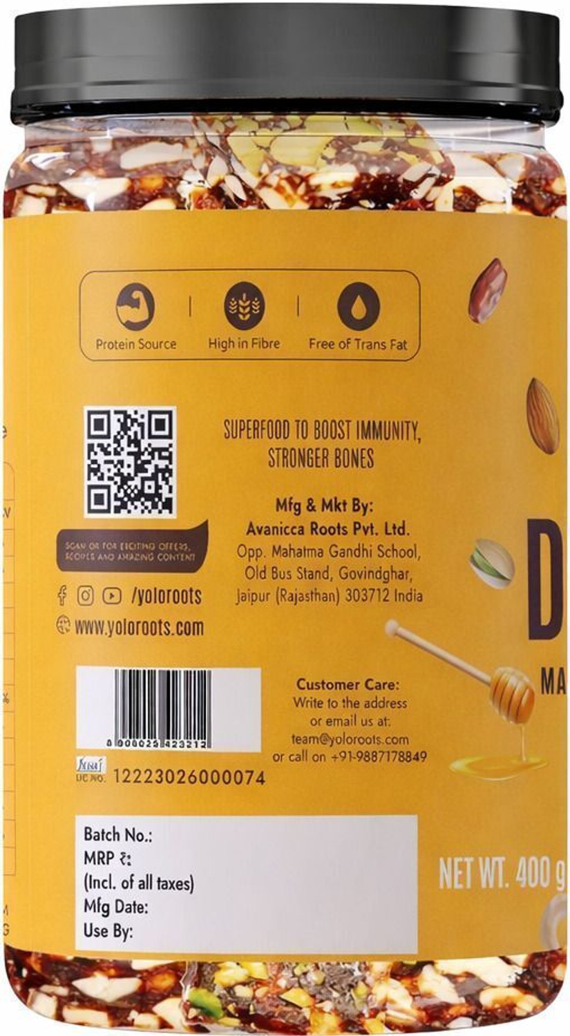 Image of Yolo Roots Classic Date Bites 400 gm- 20 Pieces khajur Barfi