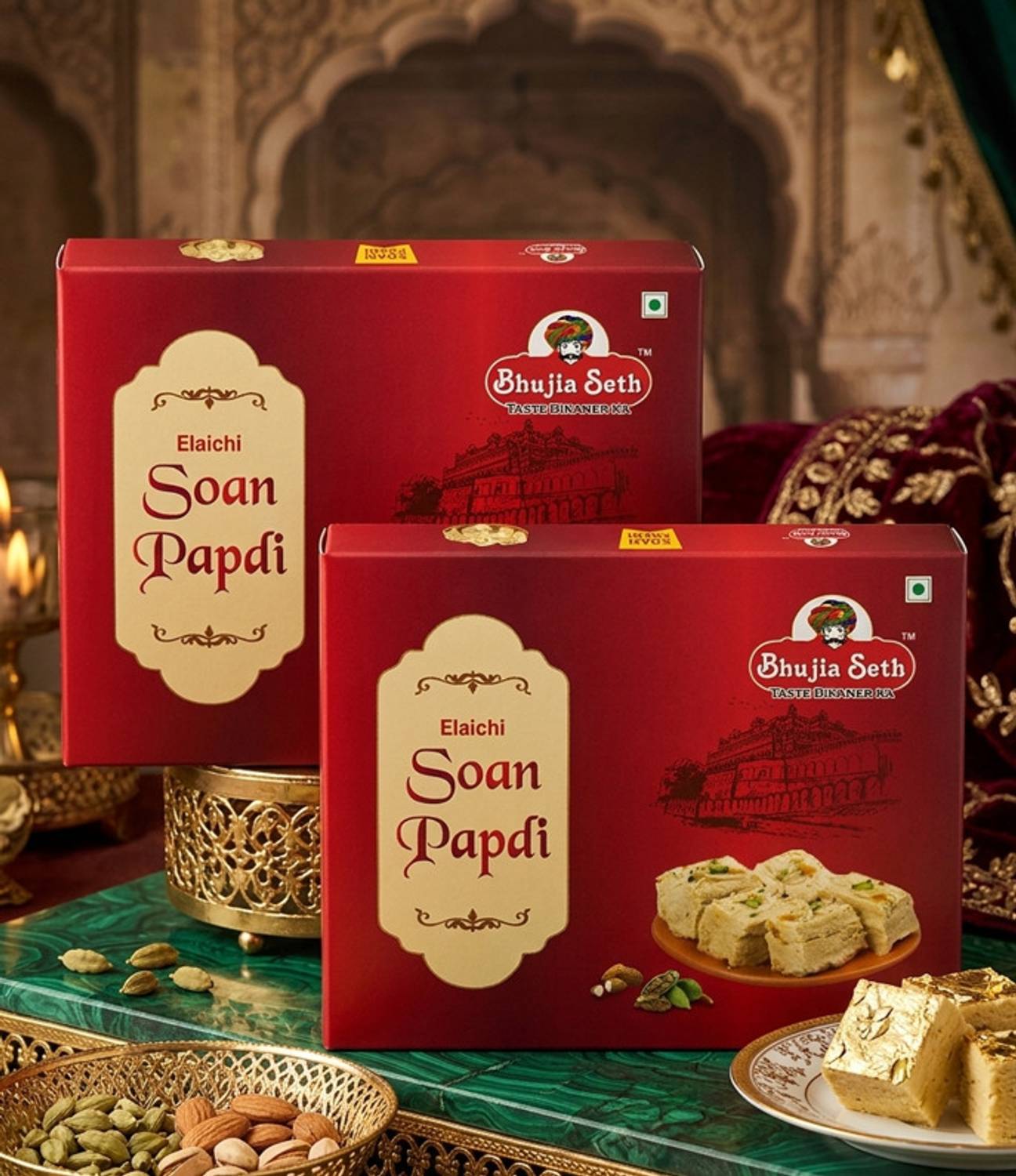 BHUJIYA SETH Elaichi soan papdi combo pack 200 gm x 2 box