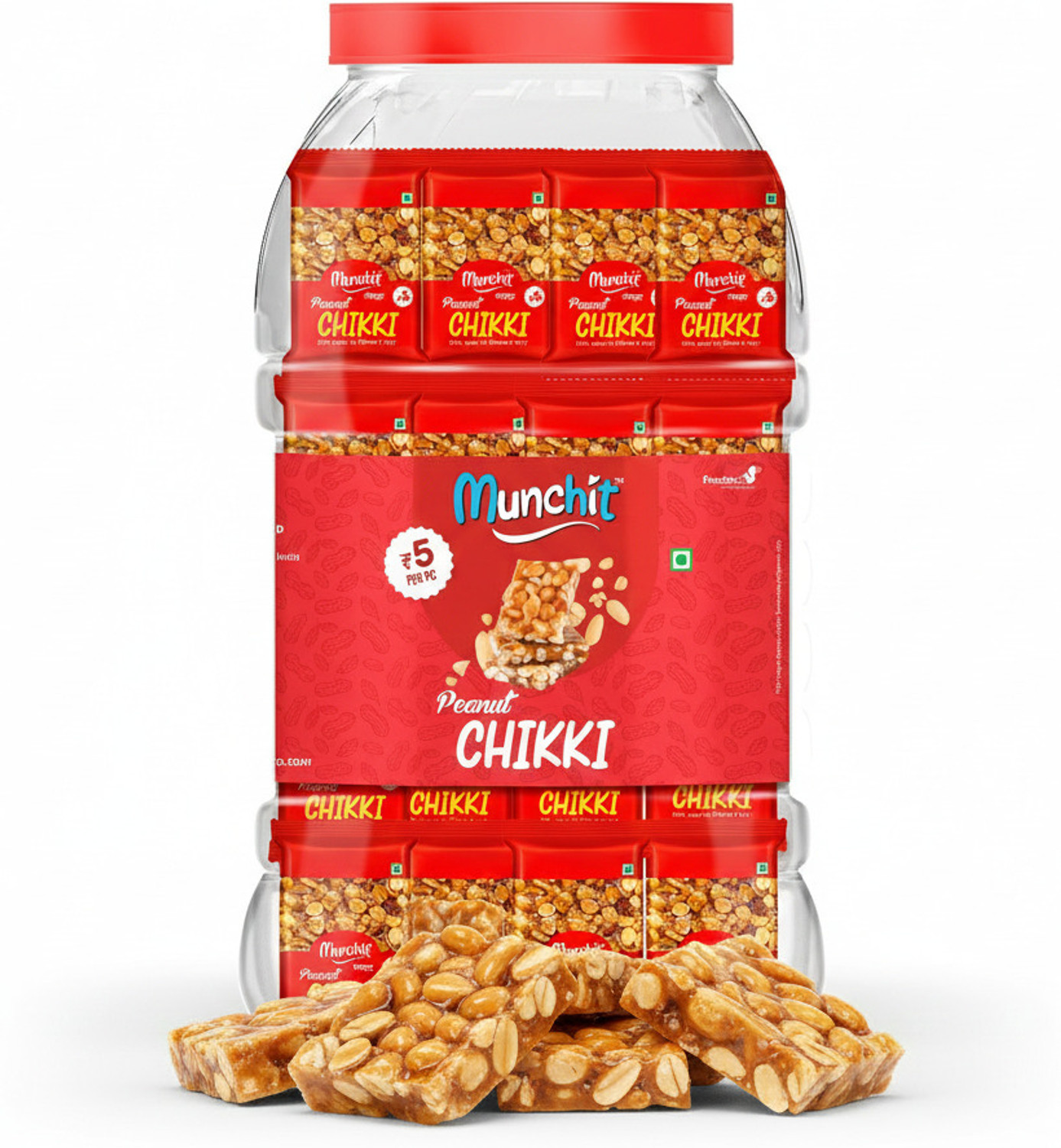 Image of Feedsco Peanut Chikki Jar - 50 Pieces (18g Each, 900g) (900 g)