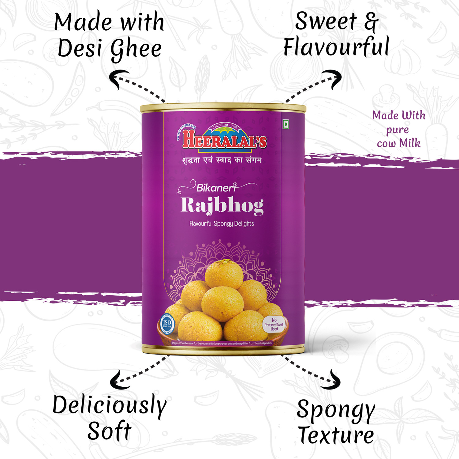 Image of Heeralal's Gift Pack 1 Rakhi + 1kg Bikaneri Raj Bhog Traditional Indian Mithai Premium Gift Silk Gift Box