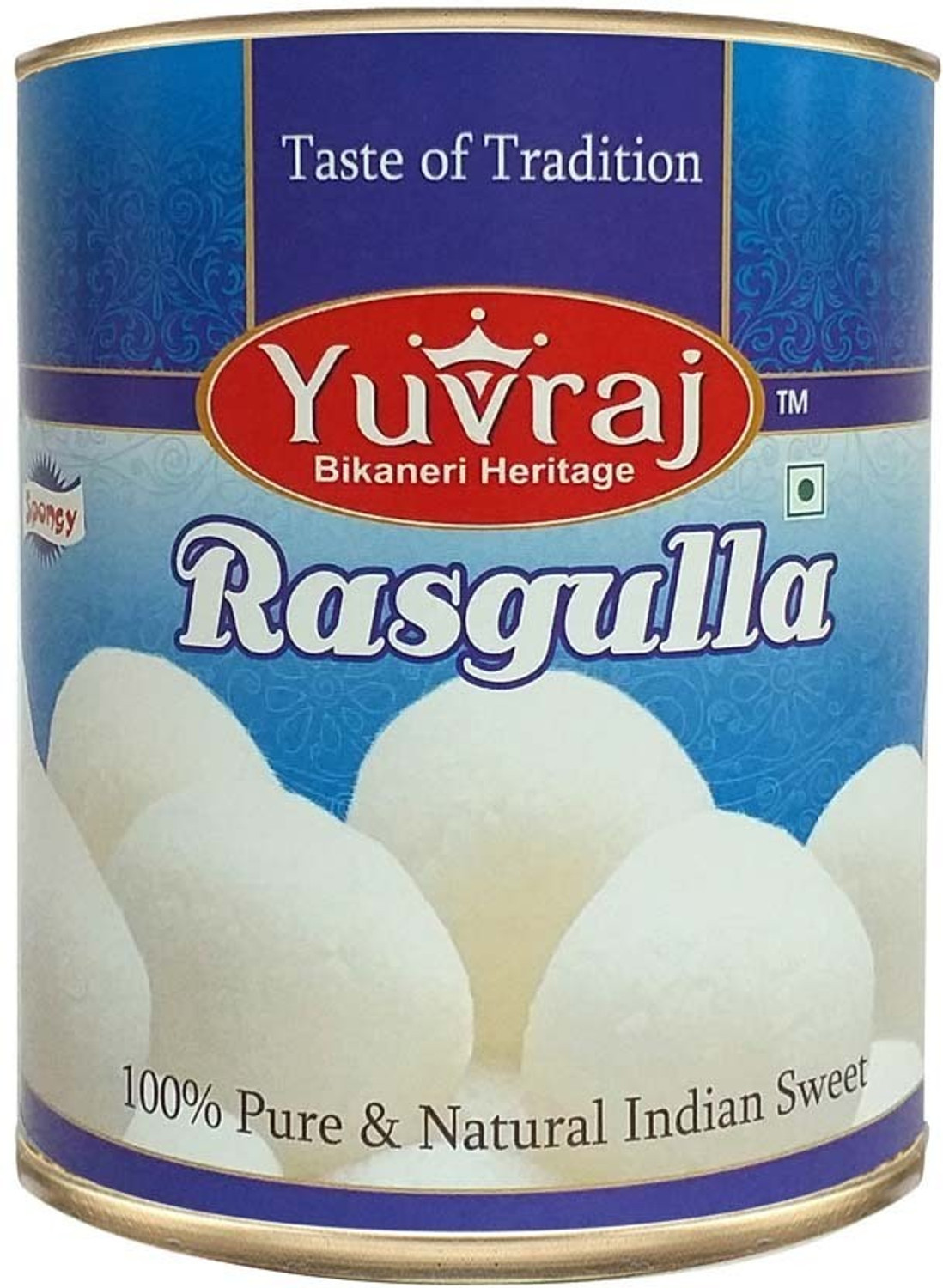 Image of Yuvraj Food Product Sweets Rasgulla 500 Gm mithai combo pack of 4 (500 Gm x 4 ) Tin pack