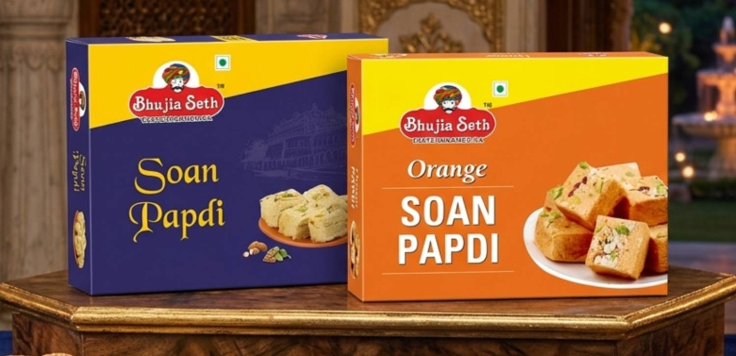 BHUJIYA SETH Orange & Patisa soan papdi combo pack (200 gm x 2) box