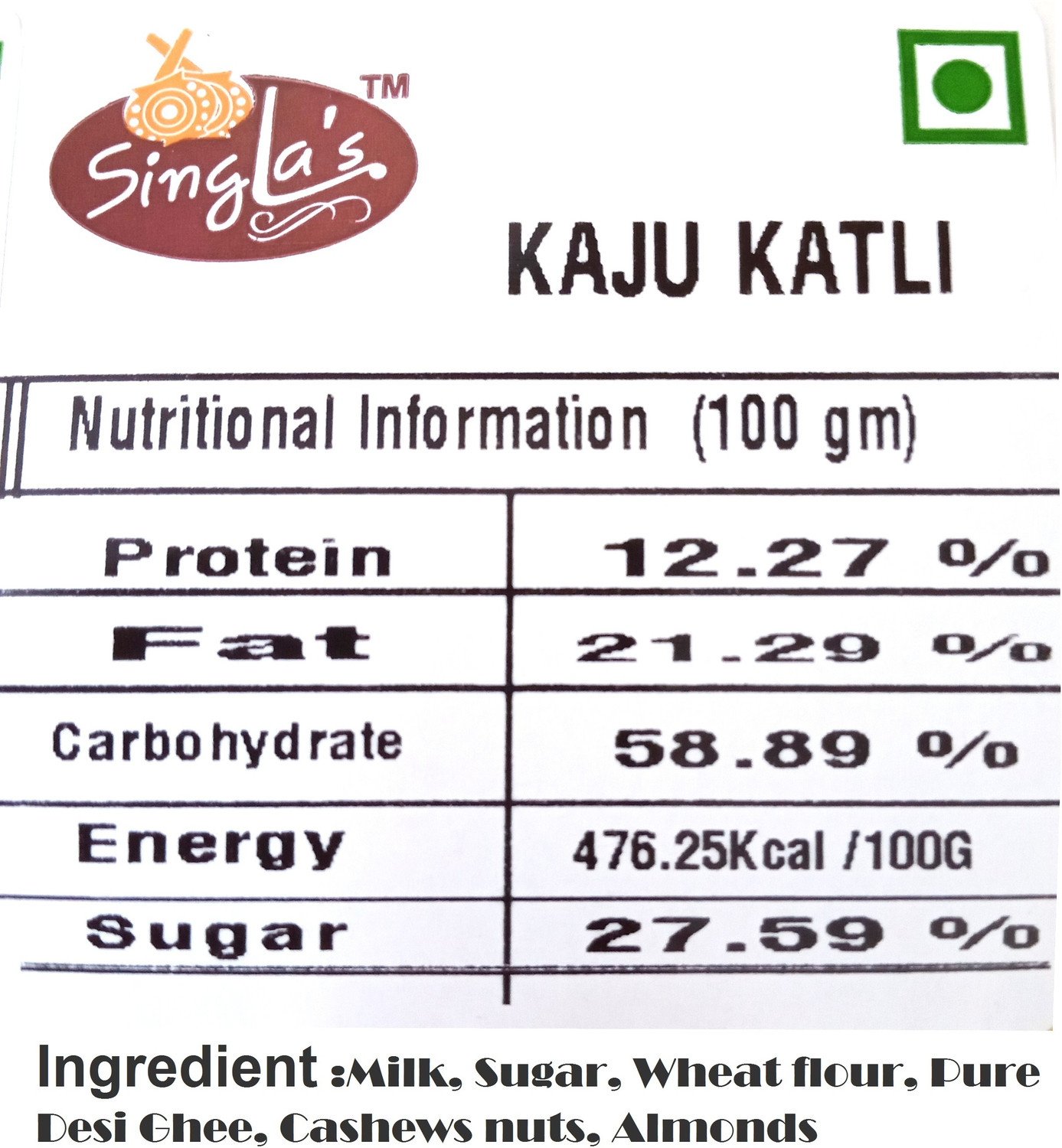 Image of Singla Sweets kaju katli 200g and Karachi halwa 200g Combo pack of 2