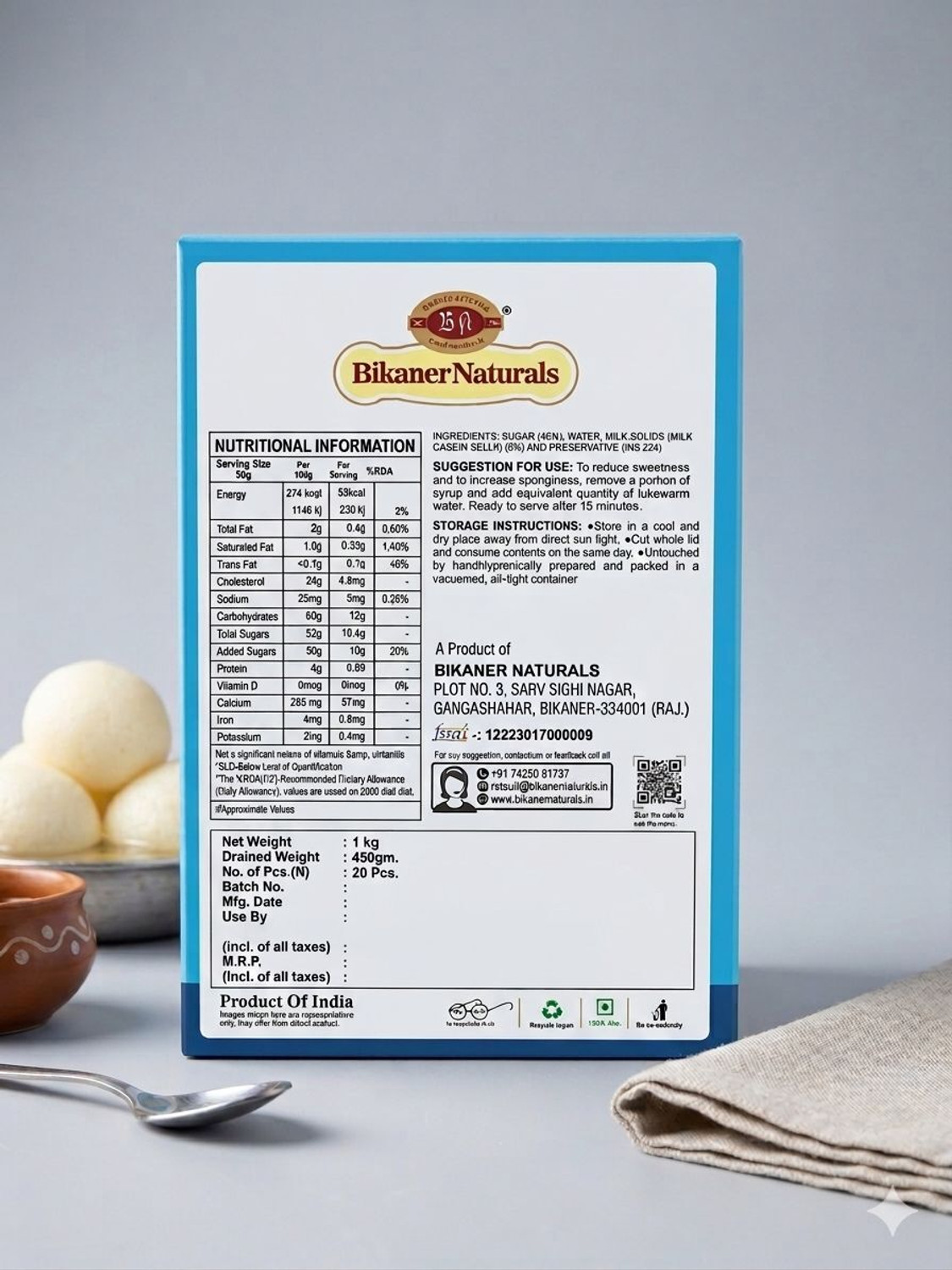 Image of 2BA BIKANER NAURALS RASGULLA
