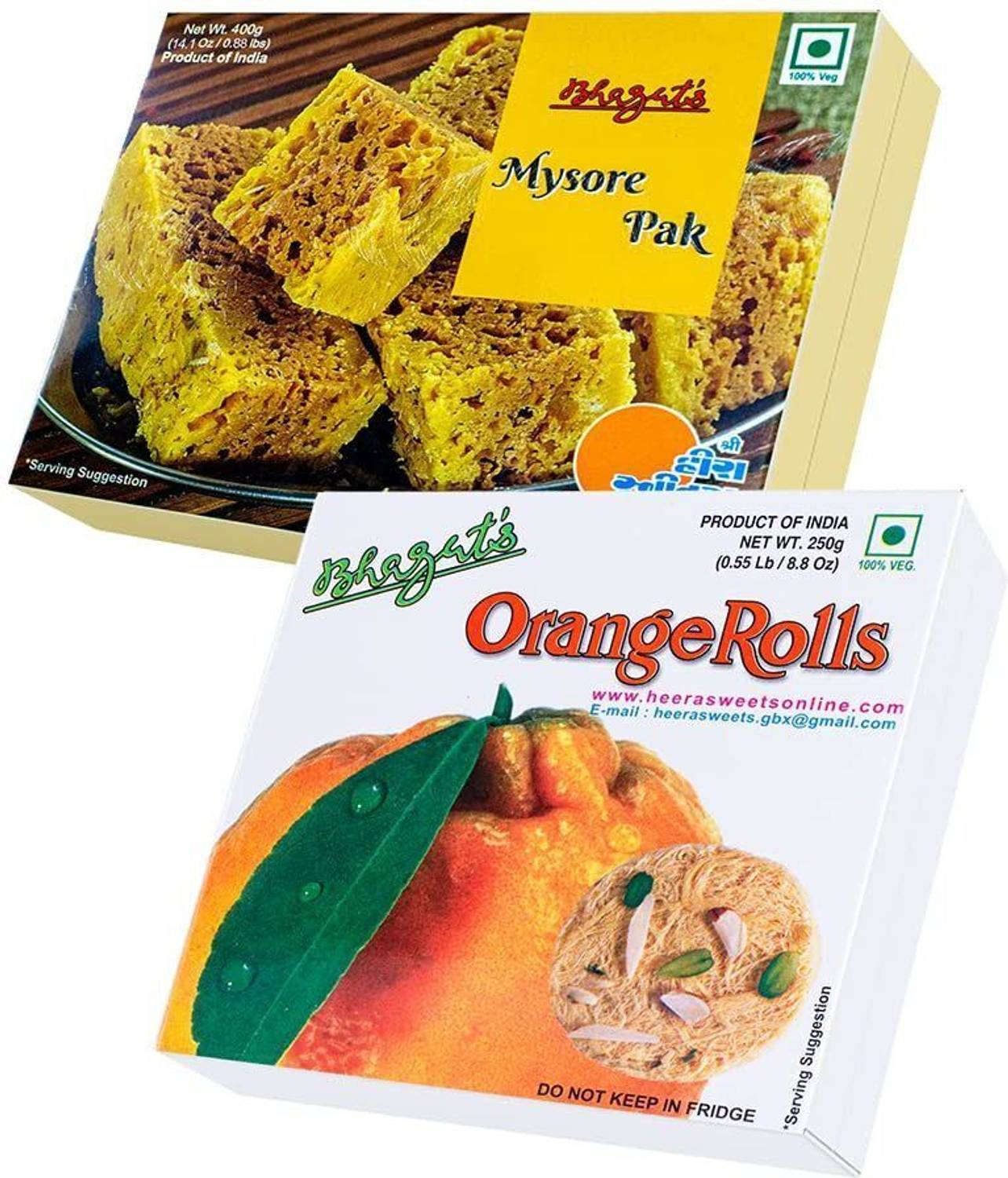 Bhagat's Heera Sweet Mysore pak 400gm & Orange 250gm