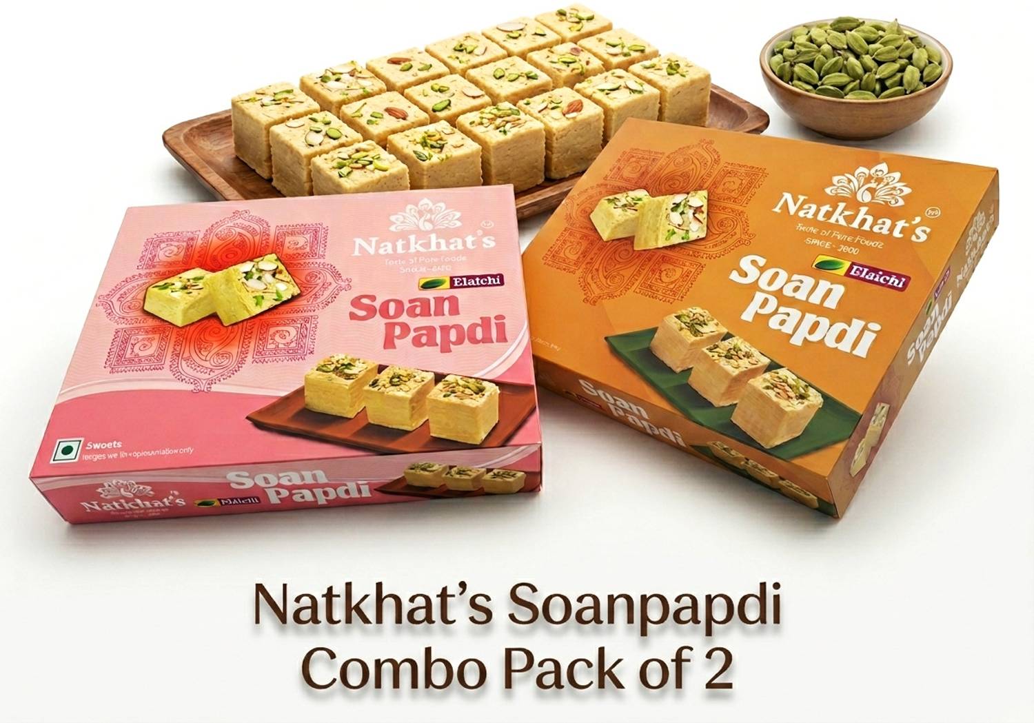 NATKHAT'S Soanpapdi Elaichi Flavor Combo Traditional Indian Sweets