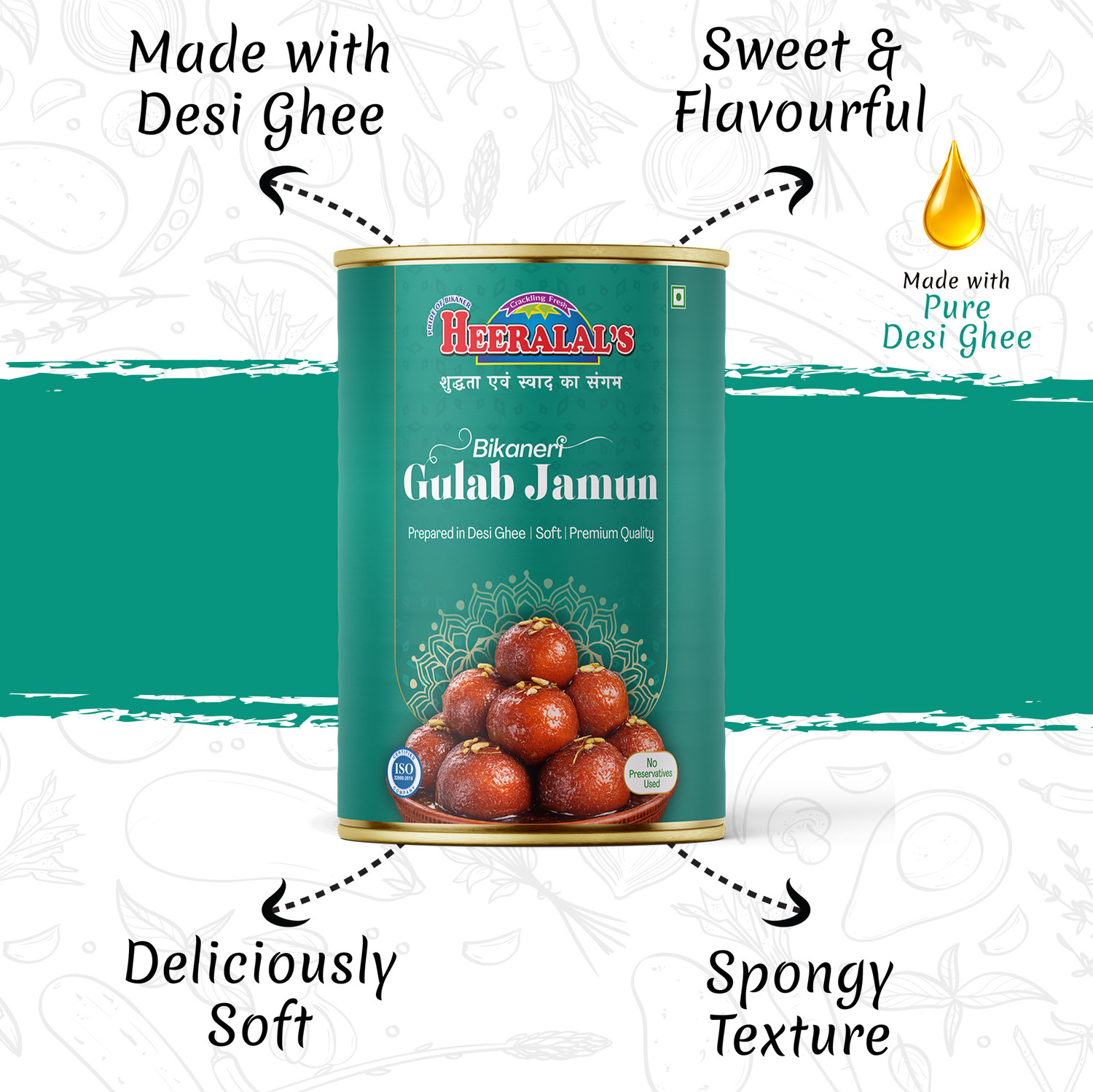 Image of Heeralal's Gift Pack 3 Rakhi + 1kg Bikaneri Gulab Jamun Traditional Indian Mithai Gift Silk Gift Box