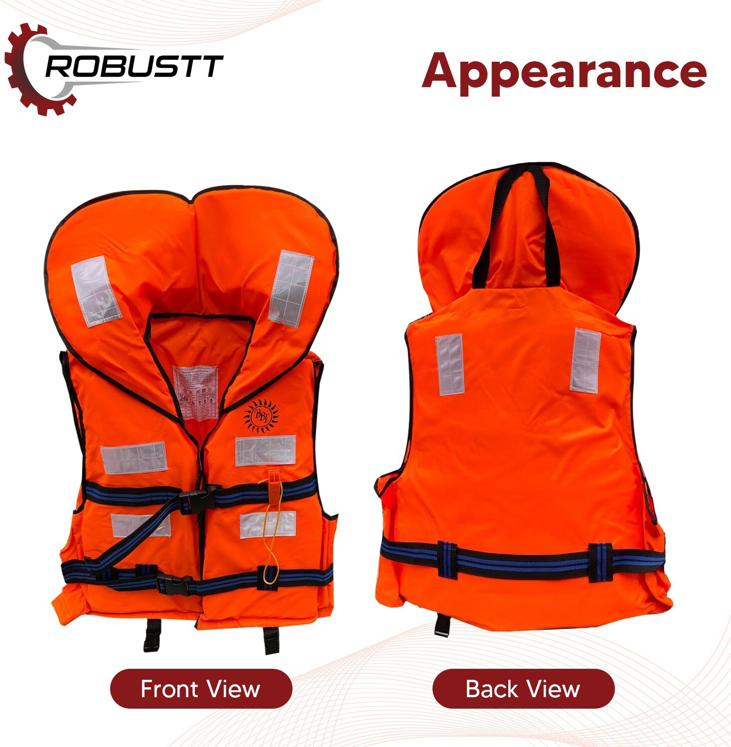 Image of Robustt EPE Foam Life Jacket for Safety,Weight Capacity Upto 125Kg, Pack of 2 Swim Floatation Belt