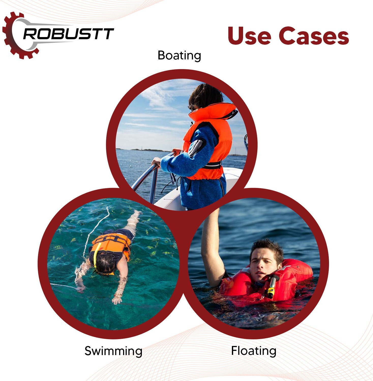 Image of Robustt EPE Foam Life Jacket for Safety,Weight Capacity Upto 125Kg, Pack of 2 Swim Floatation Belt