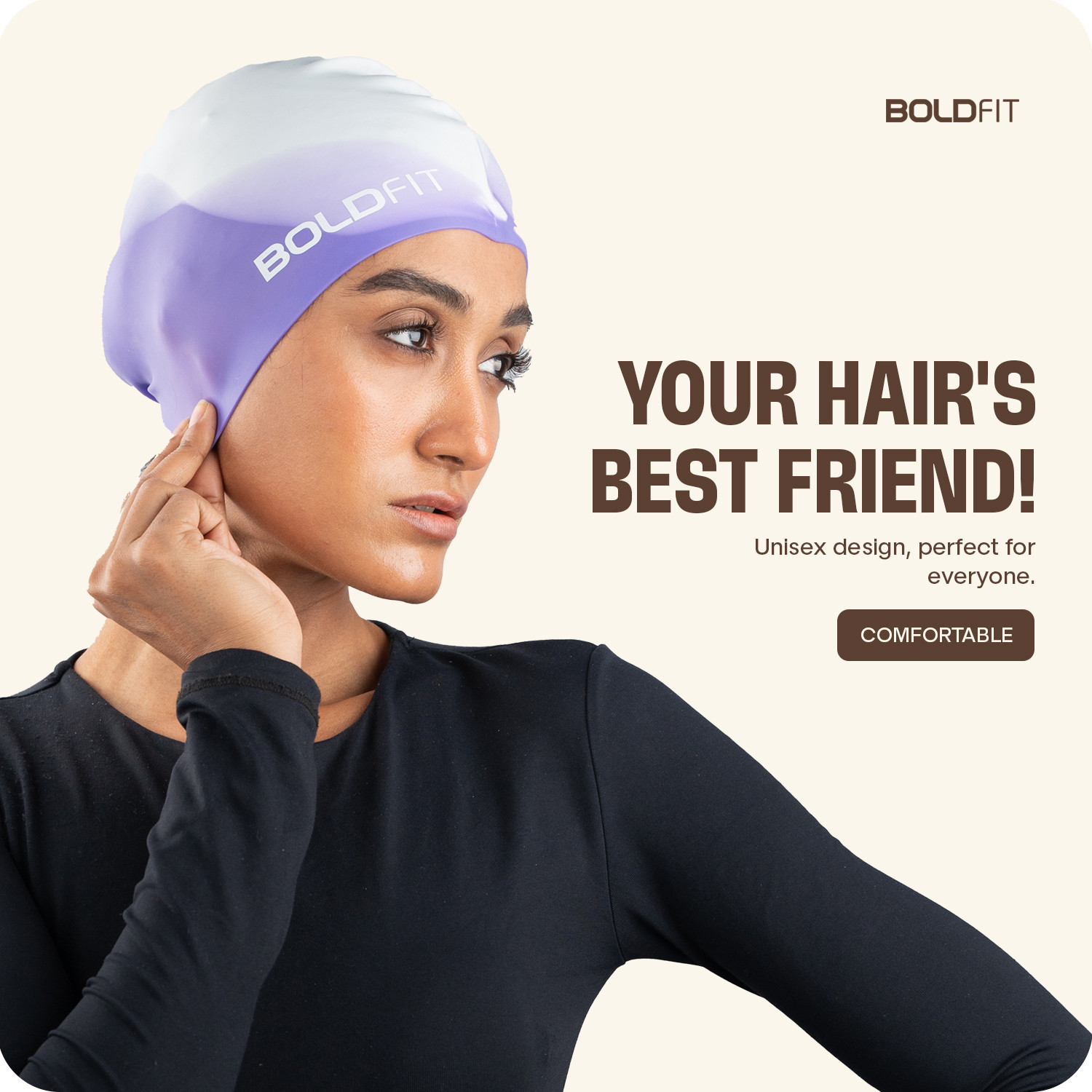 Image of BOLDFIT Swimming Cap Men Swim Cap for Women Swimming Pool Cap Full Head Cover Silicon Swimming Cap