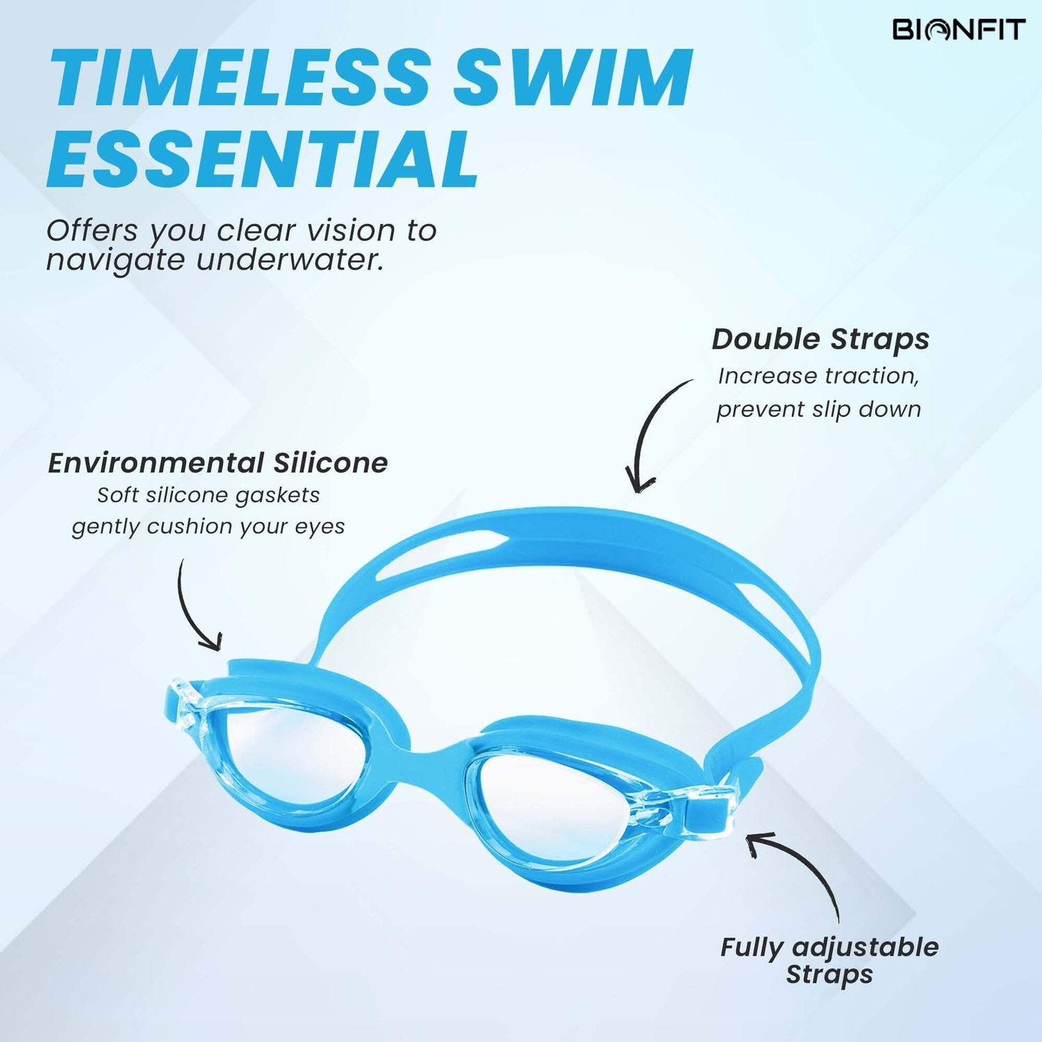 Image of BIONFIT Swimming Cap & Goggle for Boys & Girls | Unisex Waterproof, Free Size Swim Cap Swimming Cap
