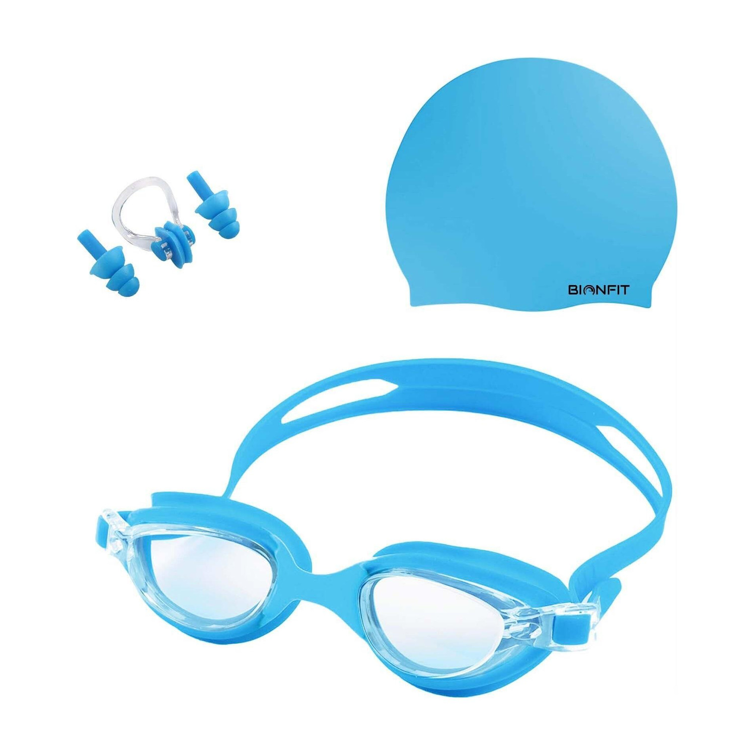 Image of BIONFIT Swimming Cap & Goggle for Boys & Girls | Unisex Waterproof, Free Size Swim Cap Swimming Cap