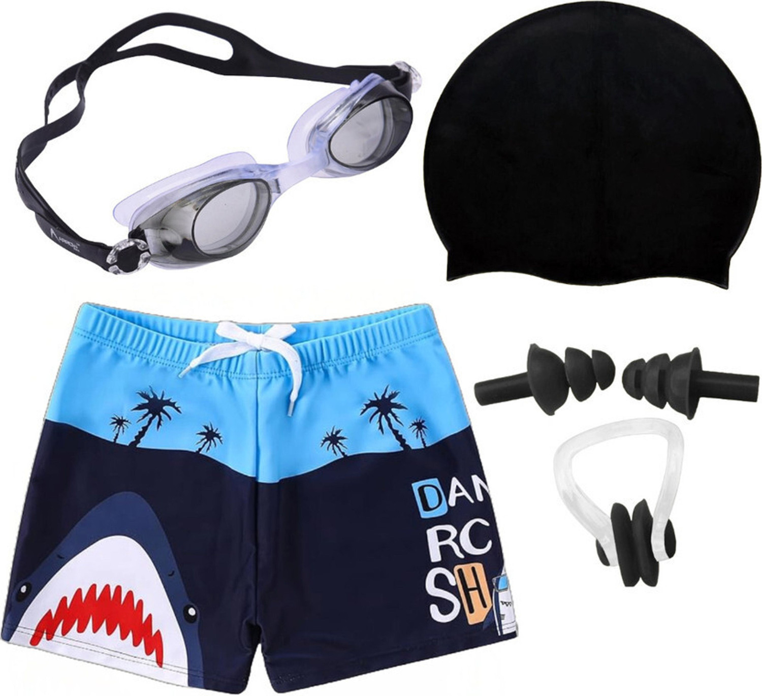 Image of JMT Wear Boys 1 Swimming Short, 1 Anti Fog Goggle, 1 Silicone Cap, 1 NoseClip & 2 EarPlug Printed Boys Swimsuit