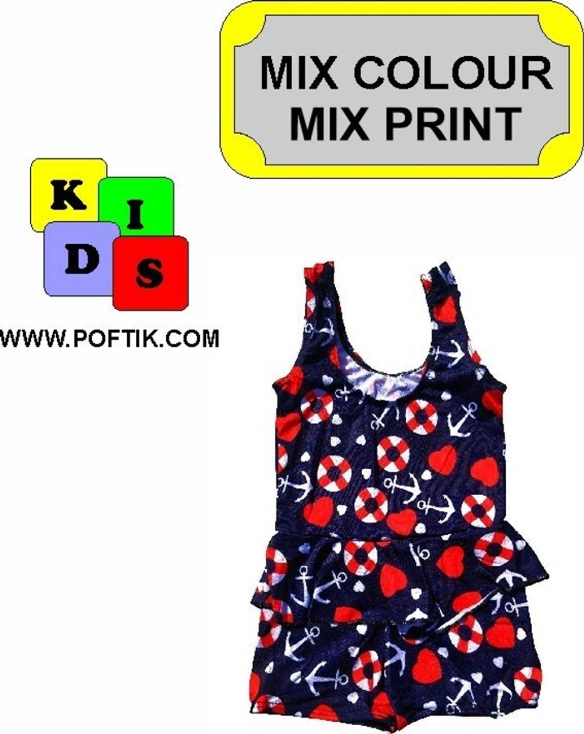 LADONNA Swimming Costume1 Peice Suit for Baby Girls Printed Girls Swimsuit