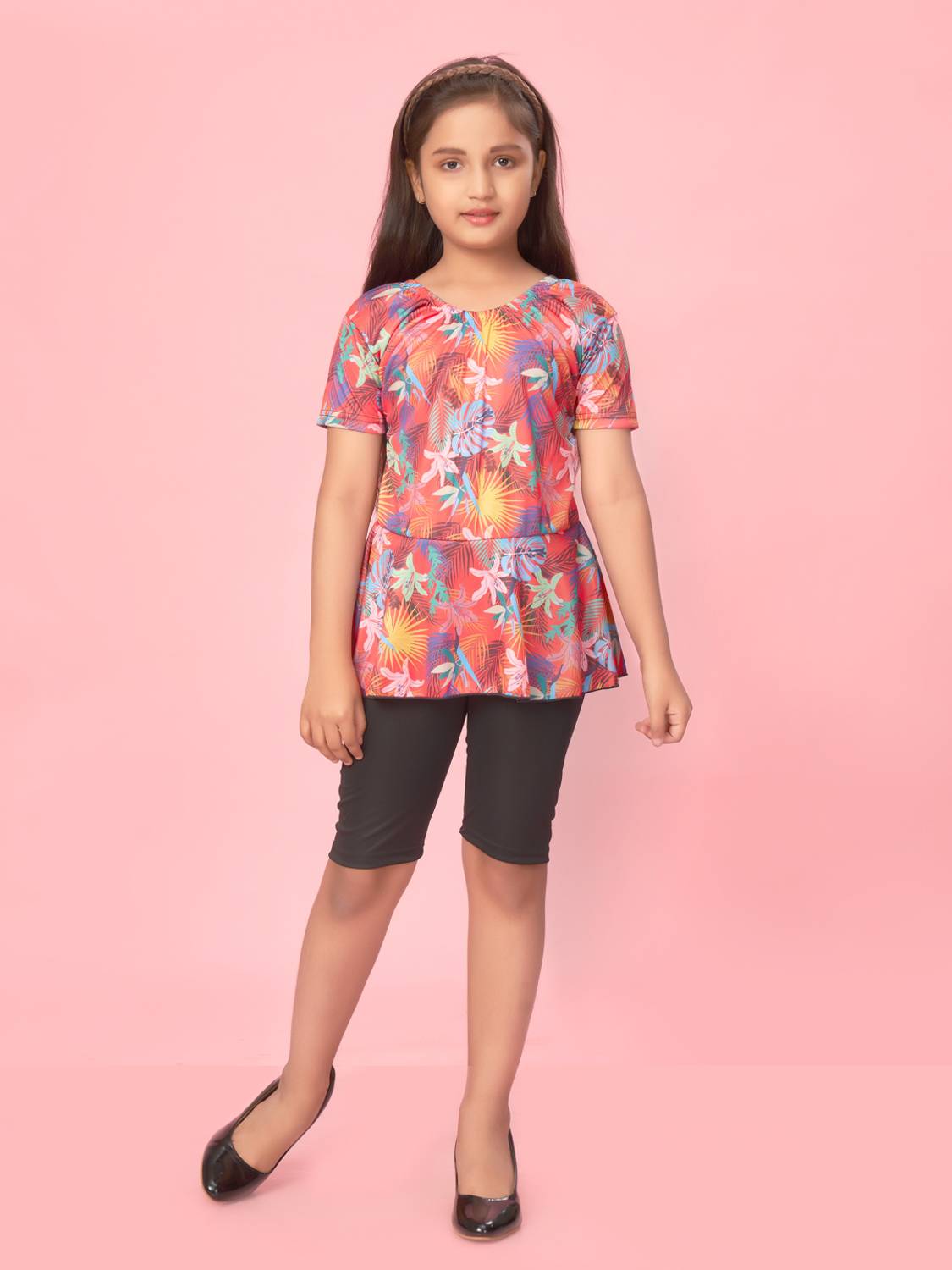 Aarika Floral Print Girls Swimsuit